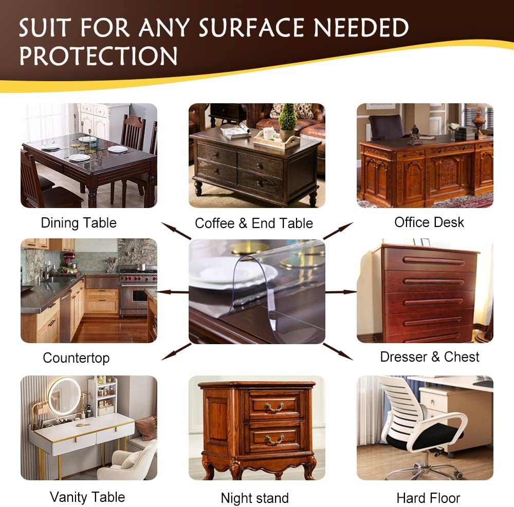 14x36 Clear Desk Cover Protector Small Desk Pad Mat PVC Plastic Table Cloths Desk Protector for End Table Night Stand Dresser Computer Mat Bedside Table Coffee Table Chair mat Kids Toy Table Desk Pad