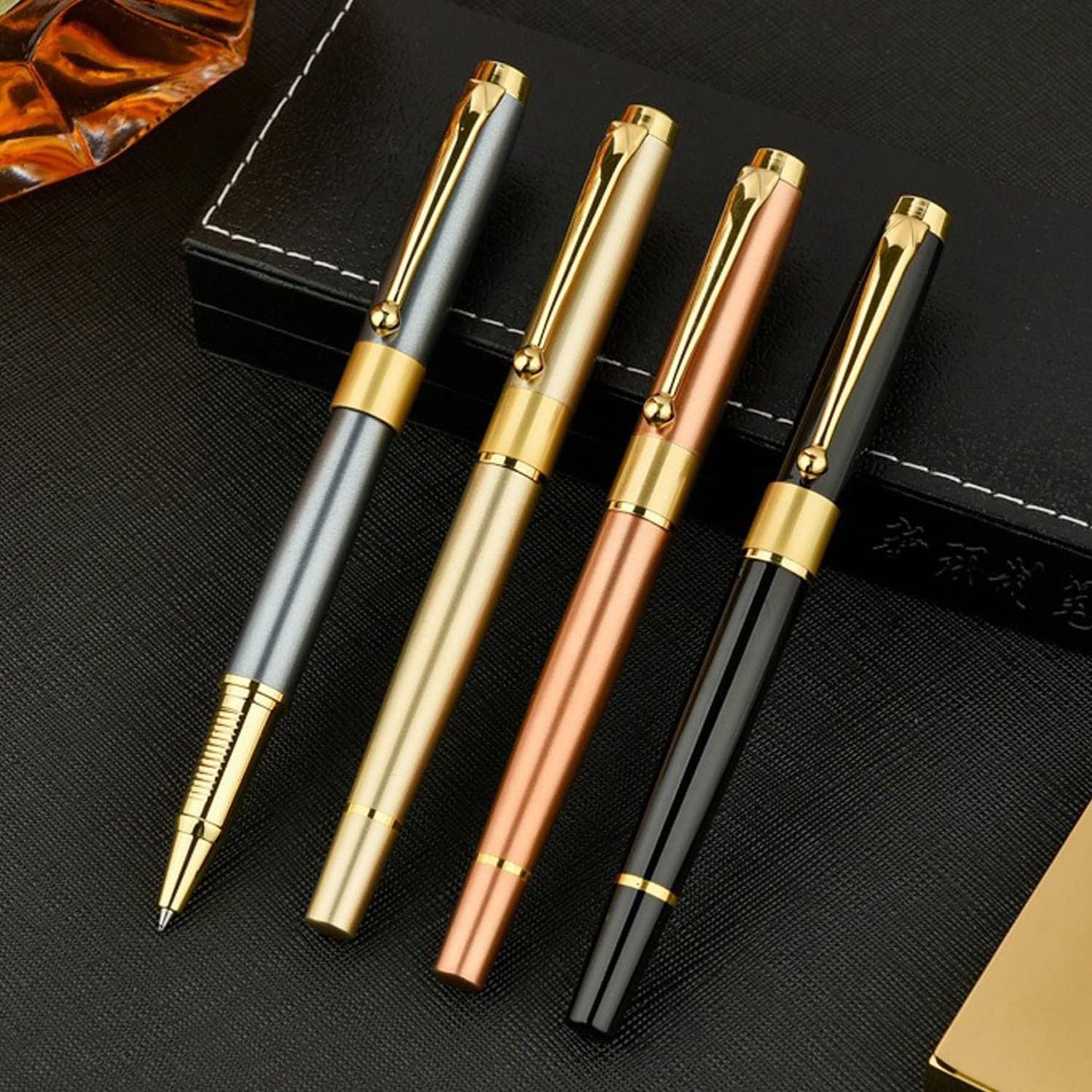 YIVONKA Ballpoint Pen Black Refill,Luxury Ballpoint Line width 0.5mm,Best Ball Pen Gift Set for Men & Women Professional Executive,Office,Nice BallPens Classy Gift Box (2 Rose Gold)