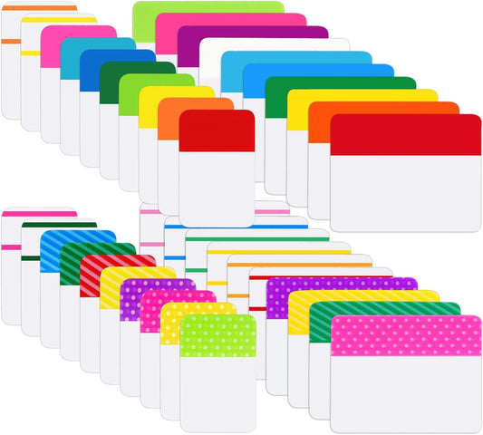 Jovitec 800 Pieces File Tabs Sticky Index Tabs 1 Inch and 2 Inch Writable and Repositionable Filing Tabs Color Tabs for Page Binders Folder Notebooks Book Markers Reading Notes Classify Files