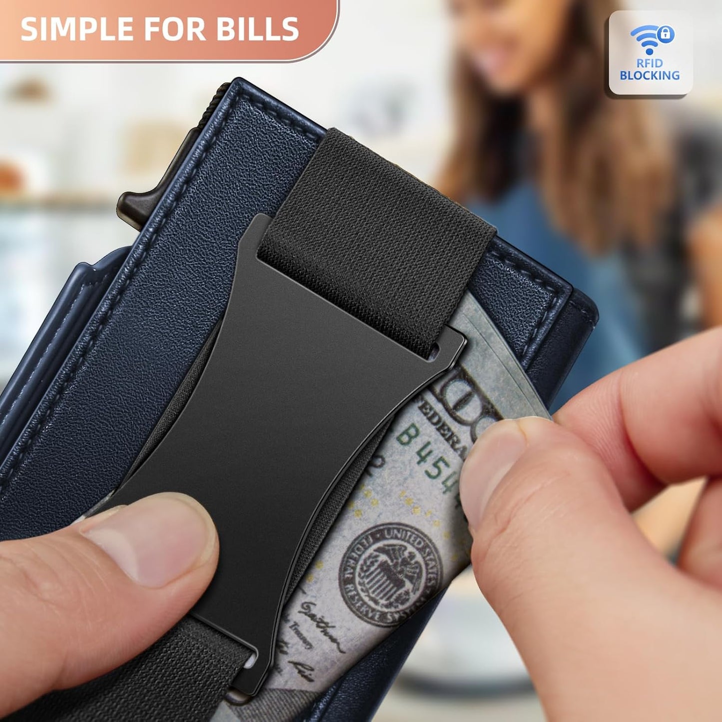 KEMISANT Airtag Wallet Men Gift,Mens Slim Front Pocket Wallet Money Clip Standard or Apple Airtag Use 3.8"×2.8"×0.9"