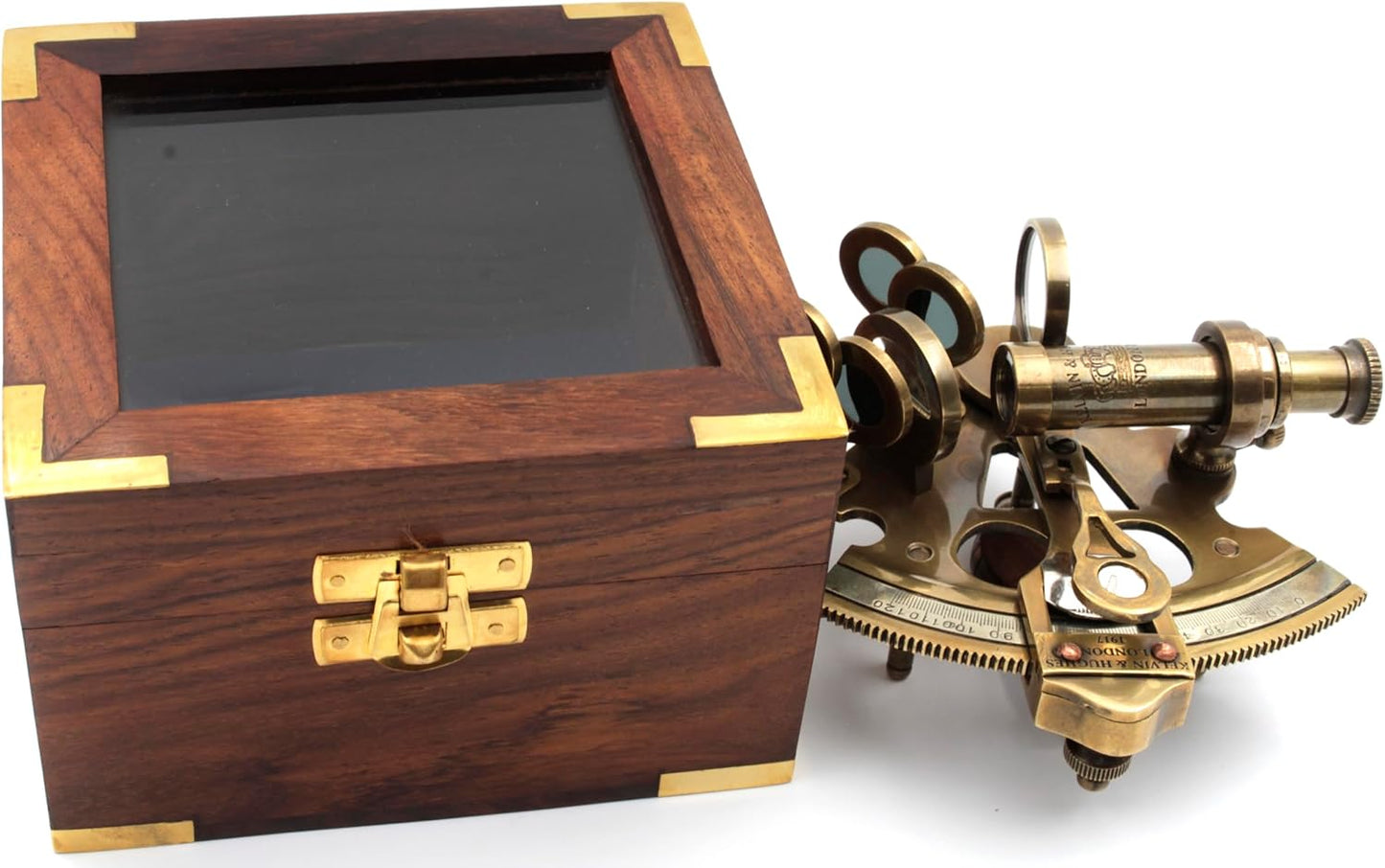 Nautical Bronze Sextant – Solid Brass Maritime Astrolabe | Vintage Ship Navigation Instrument for Nautical Decor, Collectibles, Maritime Gifts, and Navigational Tools