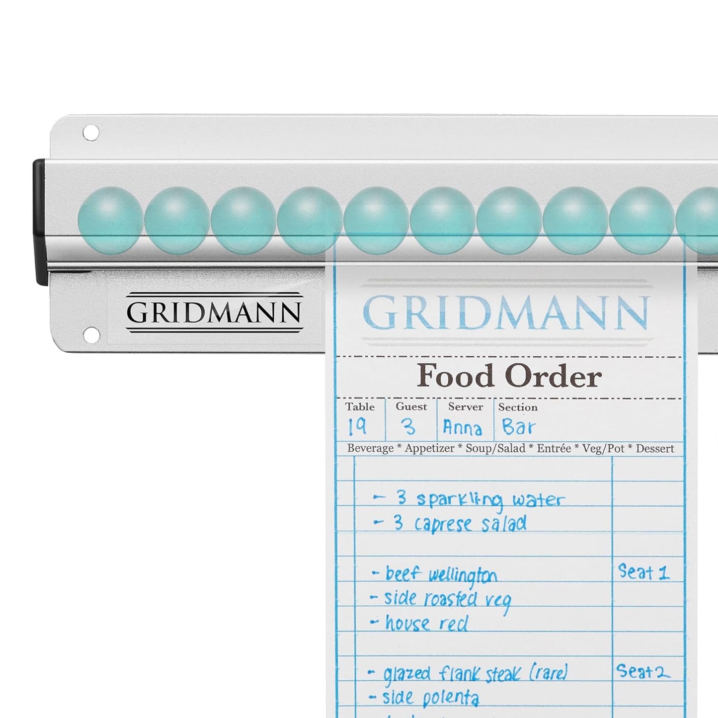 GRIDMANN 24-inch Slide Check Rack, Aluminum Restaurant Ticket Holder for Commercial Kitchen Food Orders