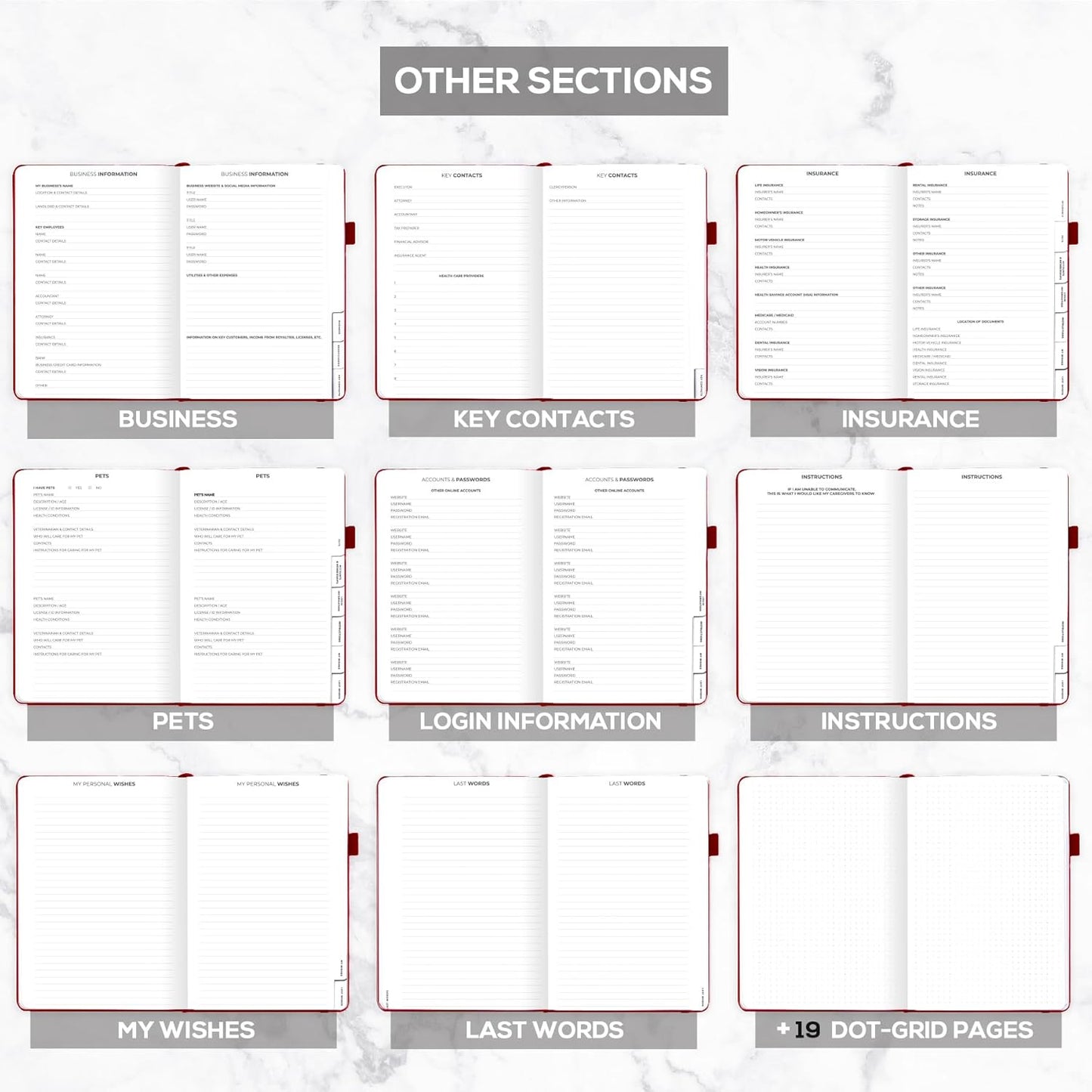 Clever Fox Large End of Life Planner – Guided Final Arrangements Organizer Notebook for Instructions, Beneficiary Info, Will Preparation, Last Wishes & Funeral Planning – 8.5" x 11" (Burgundy)