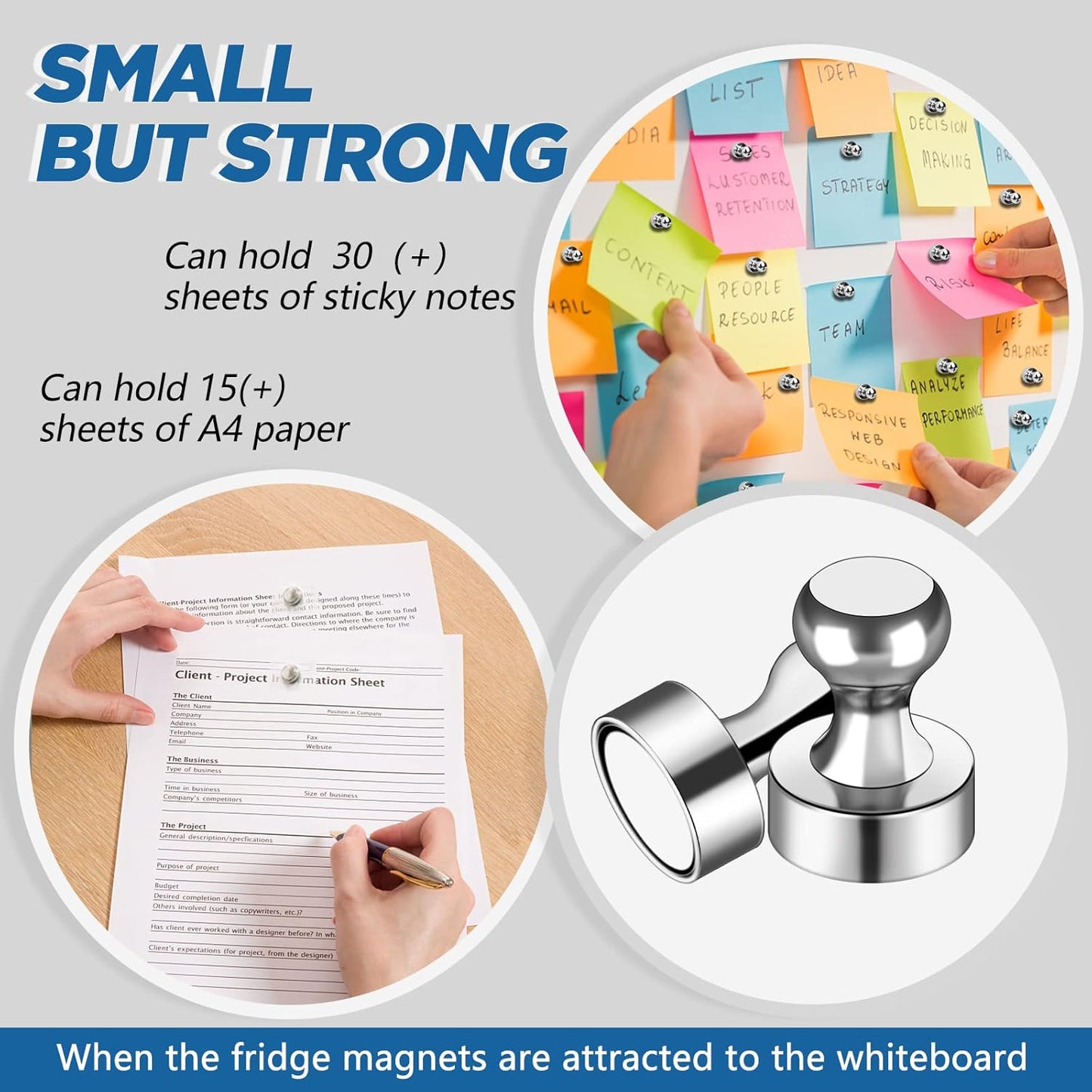 LOVIMAG 50Pcs Fridge Magnets Strong Adult Magnet for Whiteboard, Office, Classroom, Map