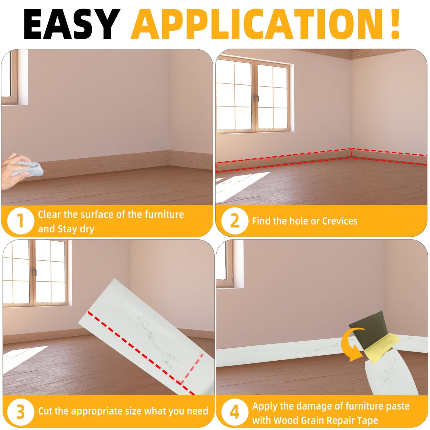 GSCIT Club Wood Grain Repair Tape, 2.4 inch X 25ft Self Adhesive Marble Grain Repair Patch for Tables, Chairs, Baseboards, Doors, Windows, Floors, Handicraft DIY.