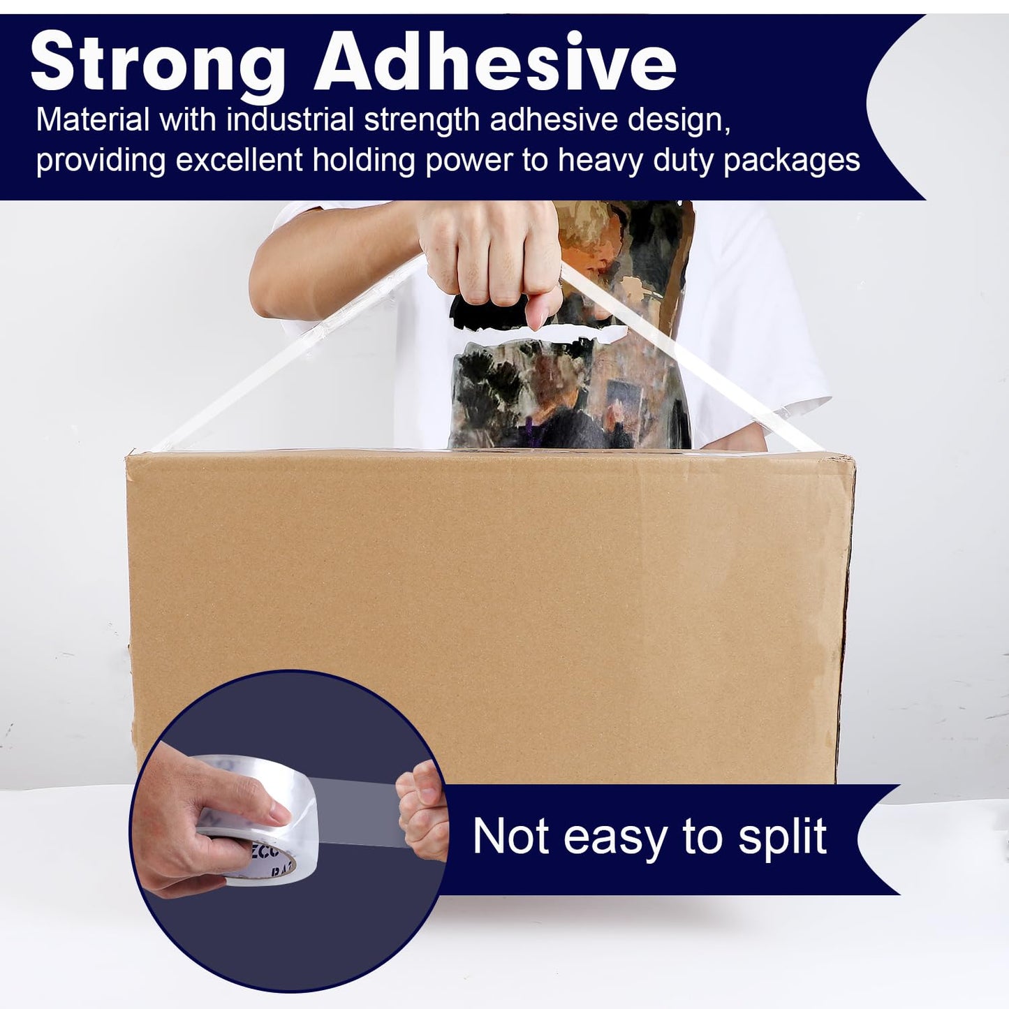 Packing Tape, 18 Rolls Clear Heavy Duty Packaging Tape with Dispensers for Packing, Shipping, Moving and Mailing, Thicker Sealing Tape-1.88" x 65 Yards Per Roll, 1170 Total Yards