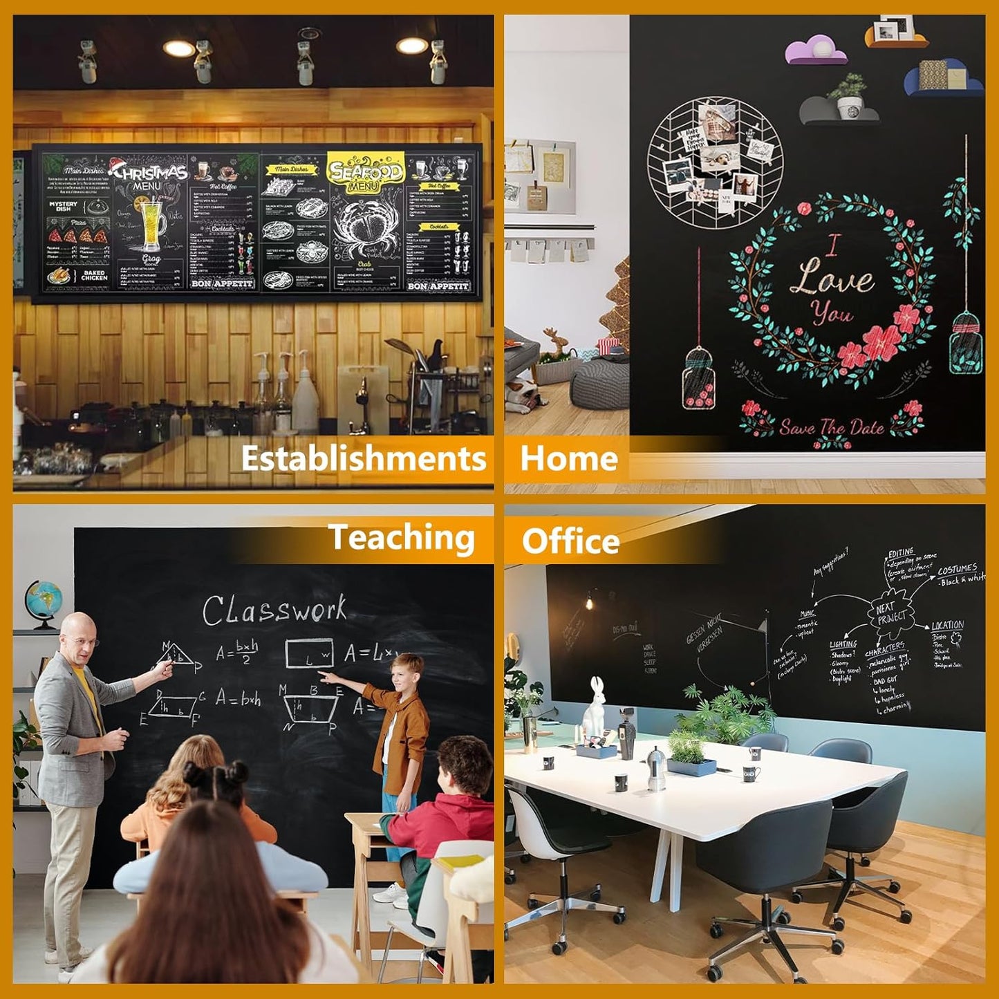 Magnetic Chalkboard Contact Paper with Adhesive, 94" x 47" Magnetic Blackboard Film for Walls, Peel and Stick – Ideal for Office, Classroom, Home. Includes Dustless Chalk, Wiping Cloth, and Magnet
