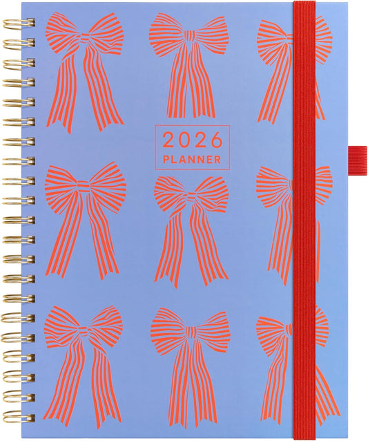And Per Se 2026 Planner with Pattern, A4 Size-Daily, Weekly & 18-Monthly Leather Hardcover Planner, Daily Schedule, Monthly Tabs, 100 GSM Thick Paper(Bowknot Pattern)