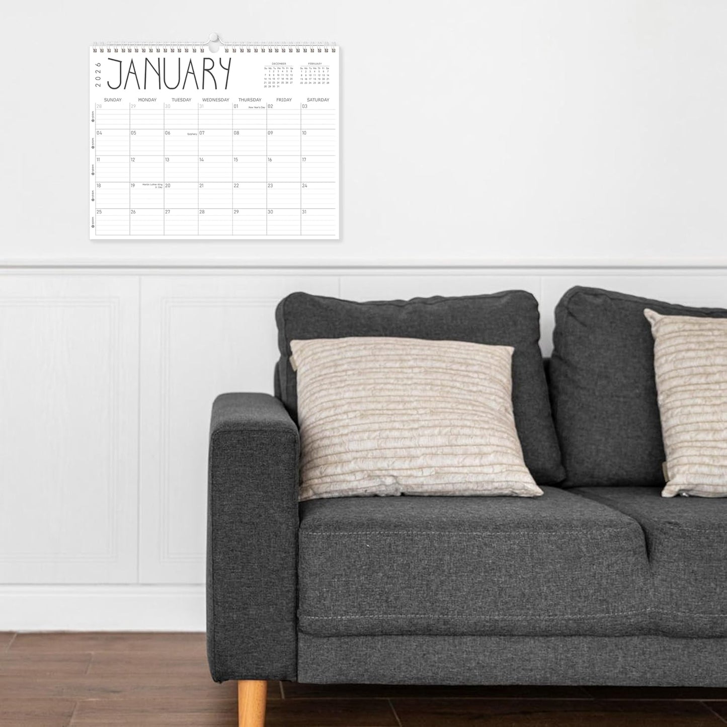 GuassLee 2025 Wall Calendar - 12 Monthly Calendar from September 2025 to August 2026, 14" x 11" 2025-2026 Hanging Calendar with Spiral Binding Week Numbers for School Home Office Planning & Organizing
