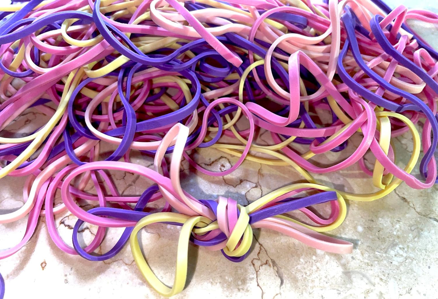 Rubber Bands, Size 117(7" x 1/8''), Macaron Color Latex Free Rubber Band Strong Elastic #117 Rubber Band Bulk for Office, Elastic Band for File Folders Bank Paper Money, Cute, 1/4 Pound Bag