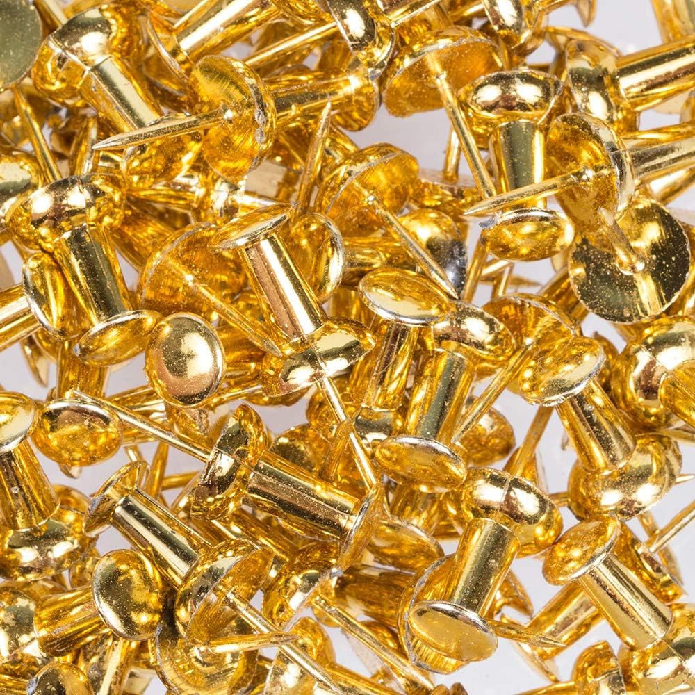 JAM PAPER Colorful Push Pins - Gold Pushpins - 100/Pack