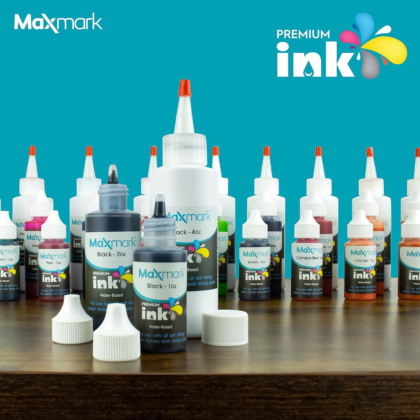 MaxMark Premium Refill Ink for self Inking Stamps and Stamp Pads, Olive Green Color - 1 oz.