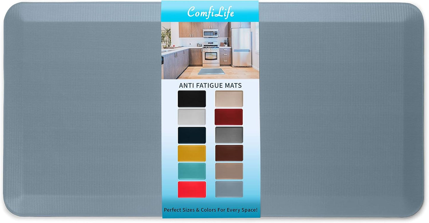 ComfiLife Anti Fatigue Floor Mat – 3/4 Inch Thick Perfect Kitchen Mat, Standing Desk Mat – Comfort at Home, Office, Garage – Durable – Stain Resistant – Non-Slip Bottom (20" x 39", Denim)