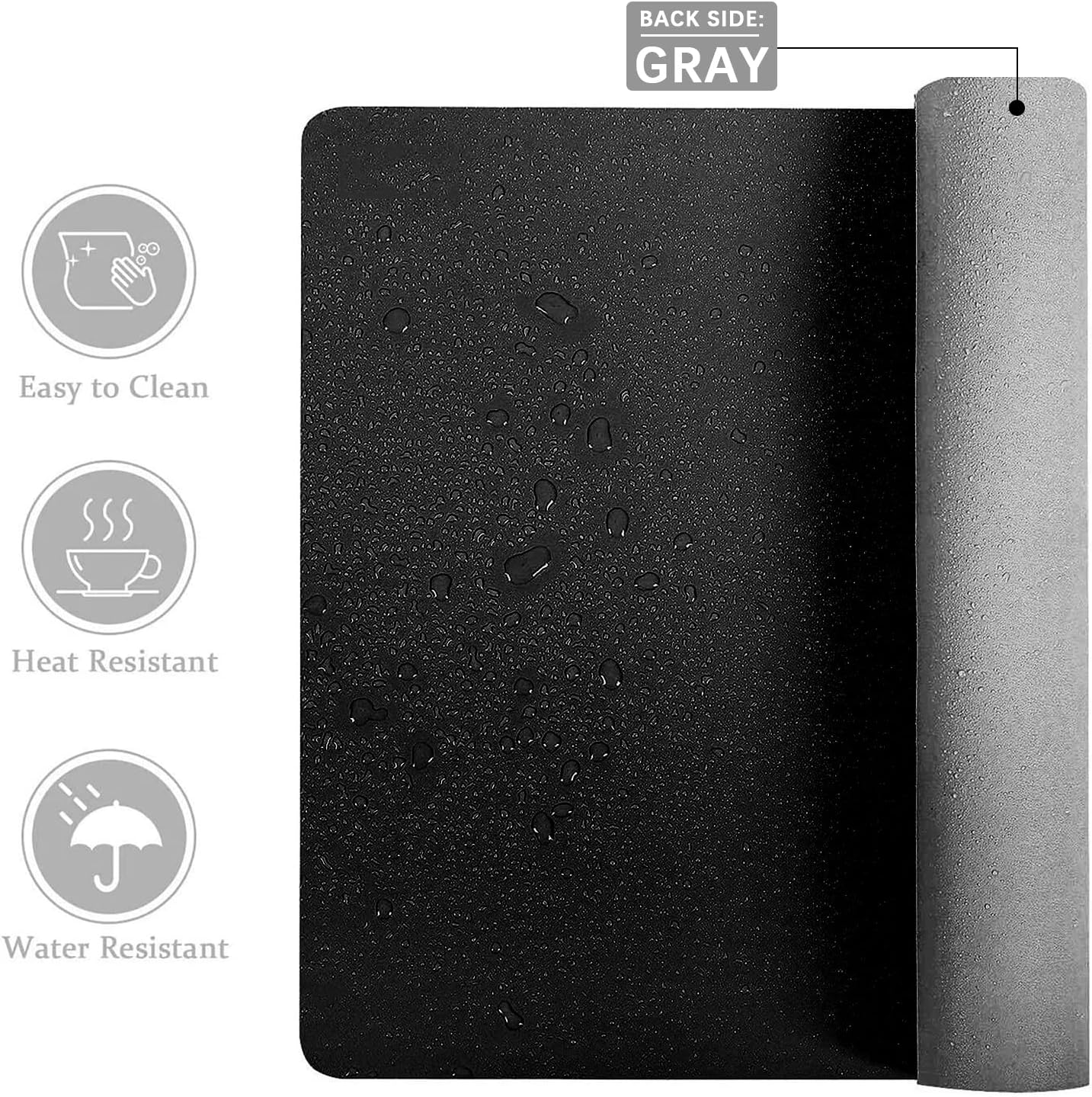 Aothia Double-Sided PU Leather Desk Pad - Non-Slip Large Mouse Pad & Desk Mat for Office, Home - Waterproof, Easy to Clean, Durable Dual-Sided Surface (31.5" x 15.7", Black)