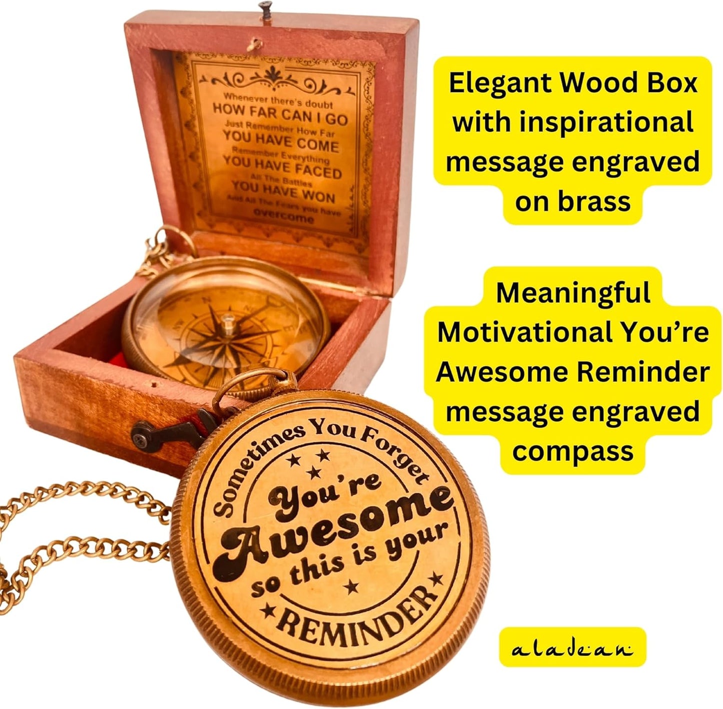 Gift for Son from Mom Dad | Engraved Compass 2" - Father to Son Gifts, Mom to Son Gifts for Graduation 2025, Birthday Baptism Confirmation Communion
