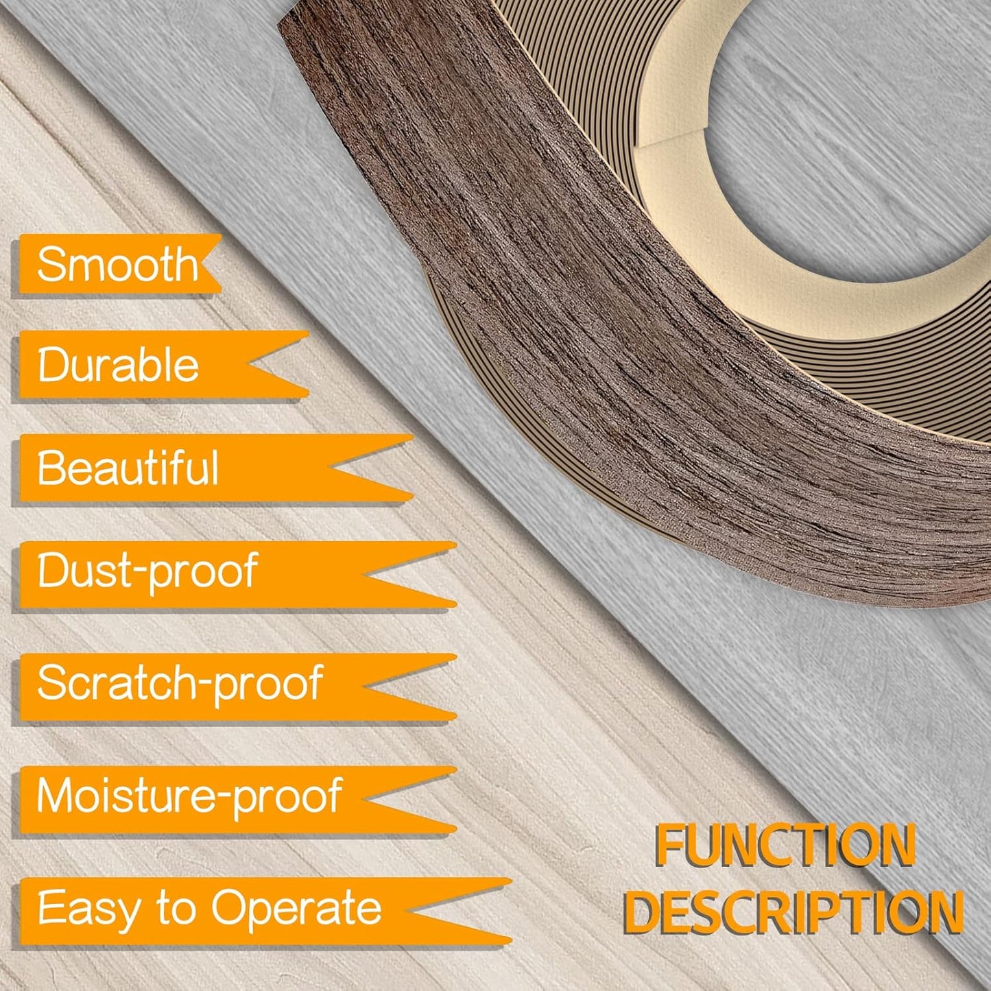 GSCIT Club Walnut Edge Banding, 3/4 inch x 250ft roll of Veneer Plywood Edge Banding Preglued Flexible, Wood Tape Banding for Cabinet Repair