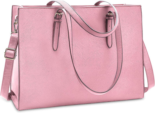 Laptop Bag for Women Waterproof Lightweight Leather 15.6 Inch Computer Tote Bag Business Office Briefcase Large Capacity Handbag Shoulder Bag Professional Office Work Bag