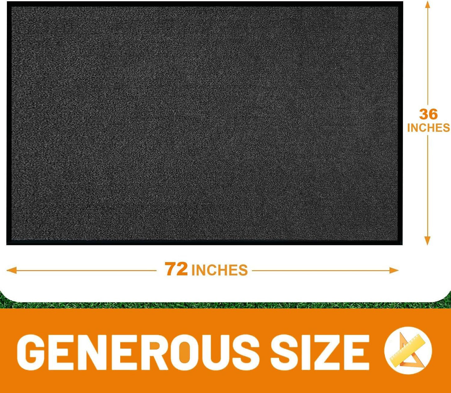 Front Door Mat, 3' x 6' Commercial Floor Mat, Heavy Duty Welcome Mat, Rubber Backing Non Slip Doormat for Entryway (Black, 3x6FT)