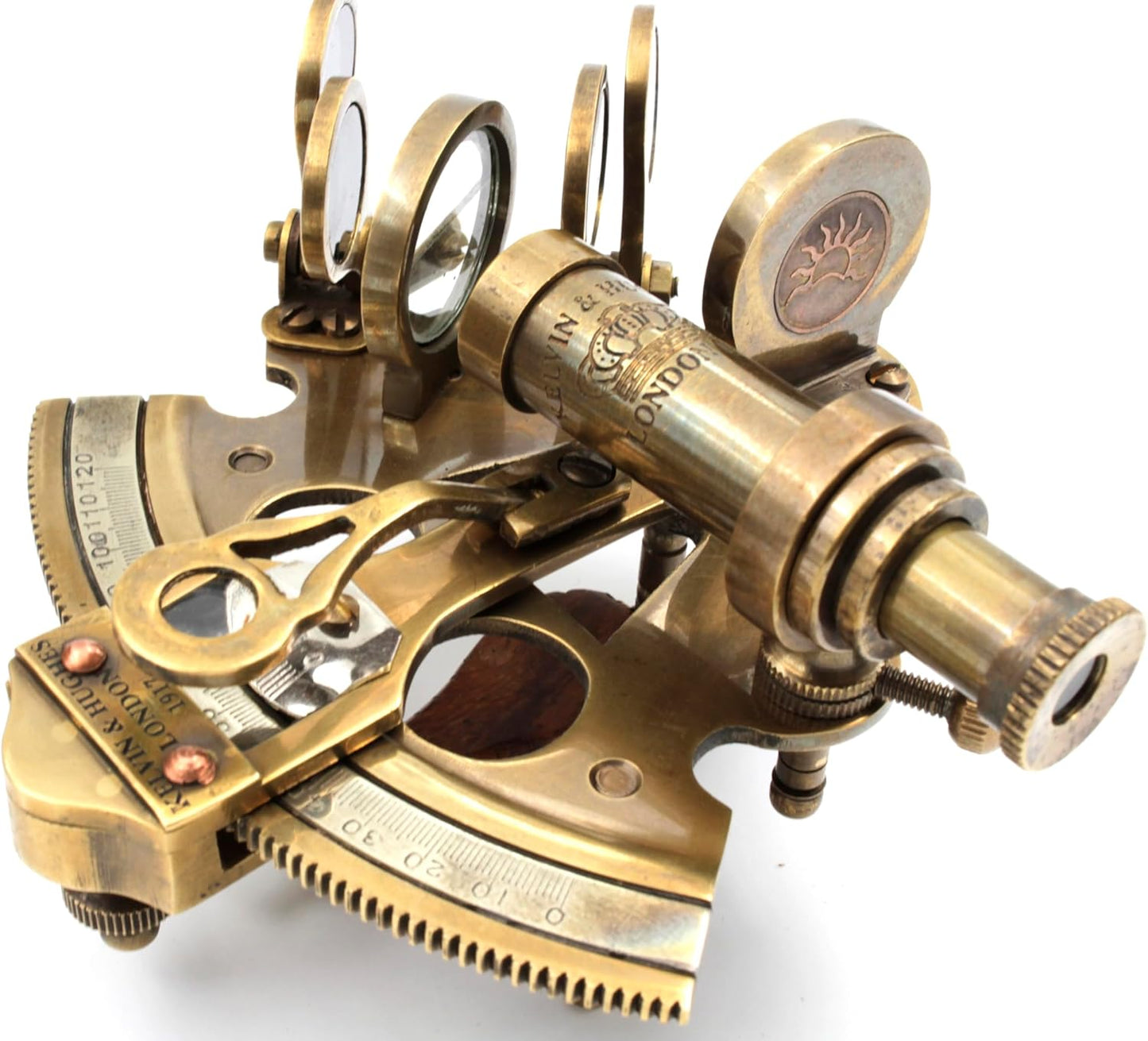 Nautical Bronze Sextant – Solid Brass Maritime Astrolabe | Vintage Ship Navigation Instrument for Nautical Decor, Collectibles, Maritime Gifts, and Navigational Tools
