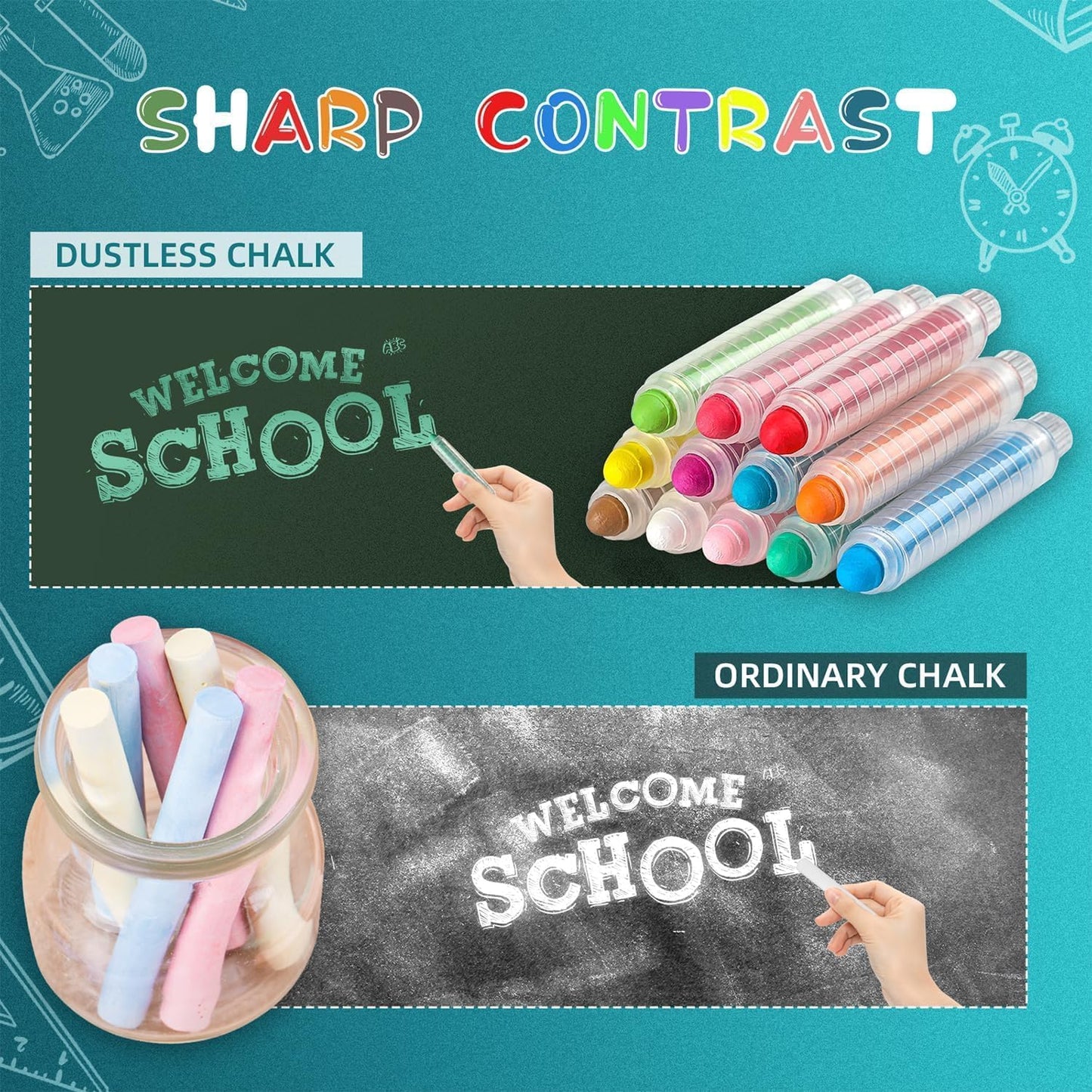 24 Pcs Dustless Chalk Colored twistable Chalk for Blackboard Doodling, Drawing, Writing, Colour Mixture
