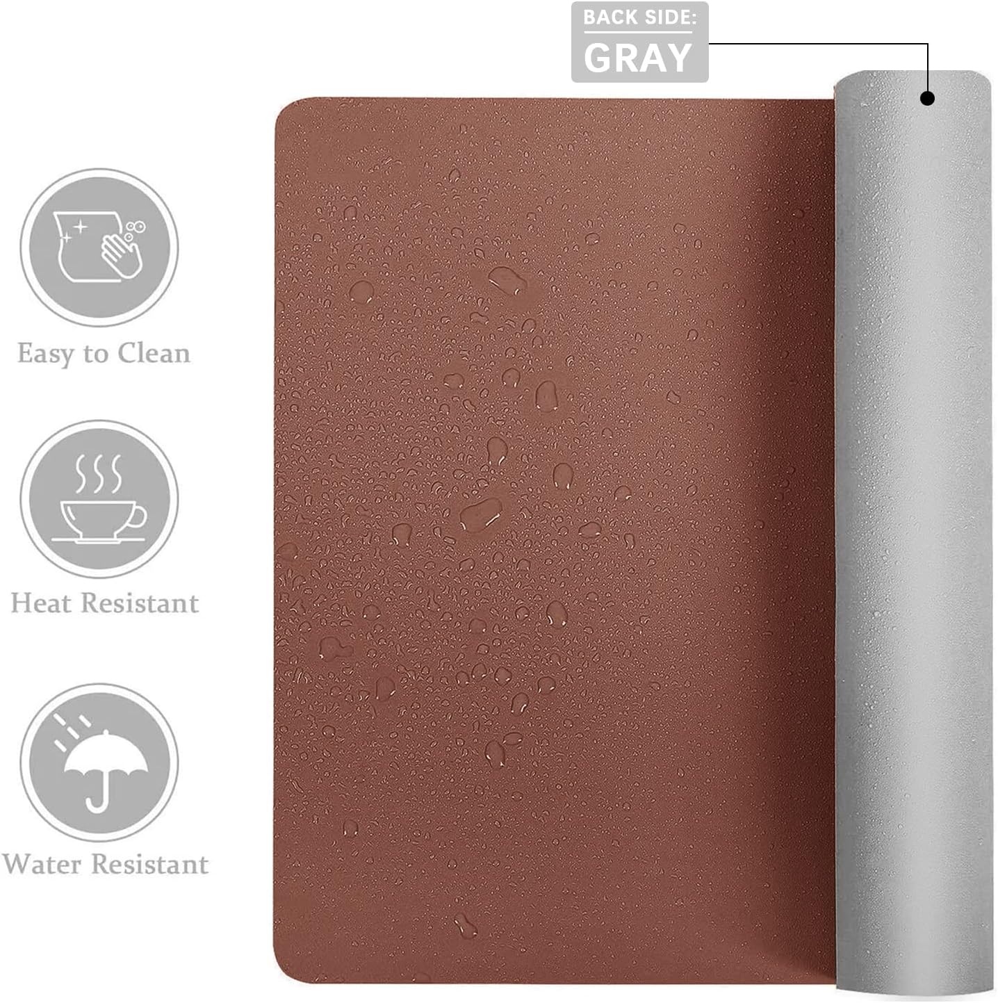Aothia Double-Sided PU Leather Desk Pad - Non-Slip Large Mouse Pad & Desk Mat for Office, Home - Waterproof, Easy to Clean, Durable Dual-Sided Surface (Brown, 36" x 17")