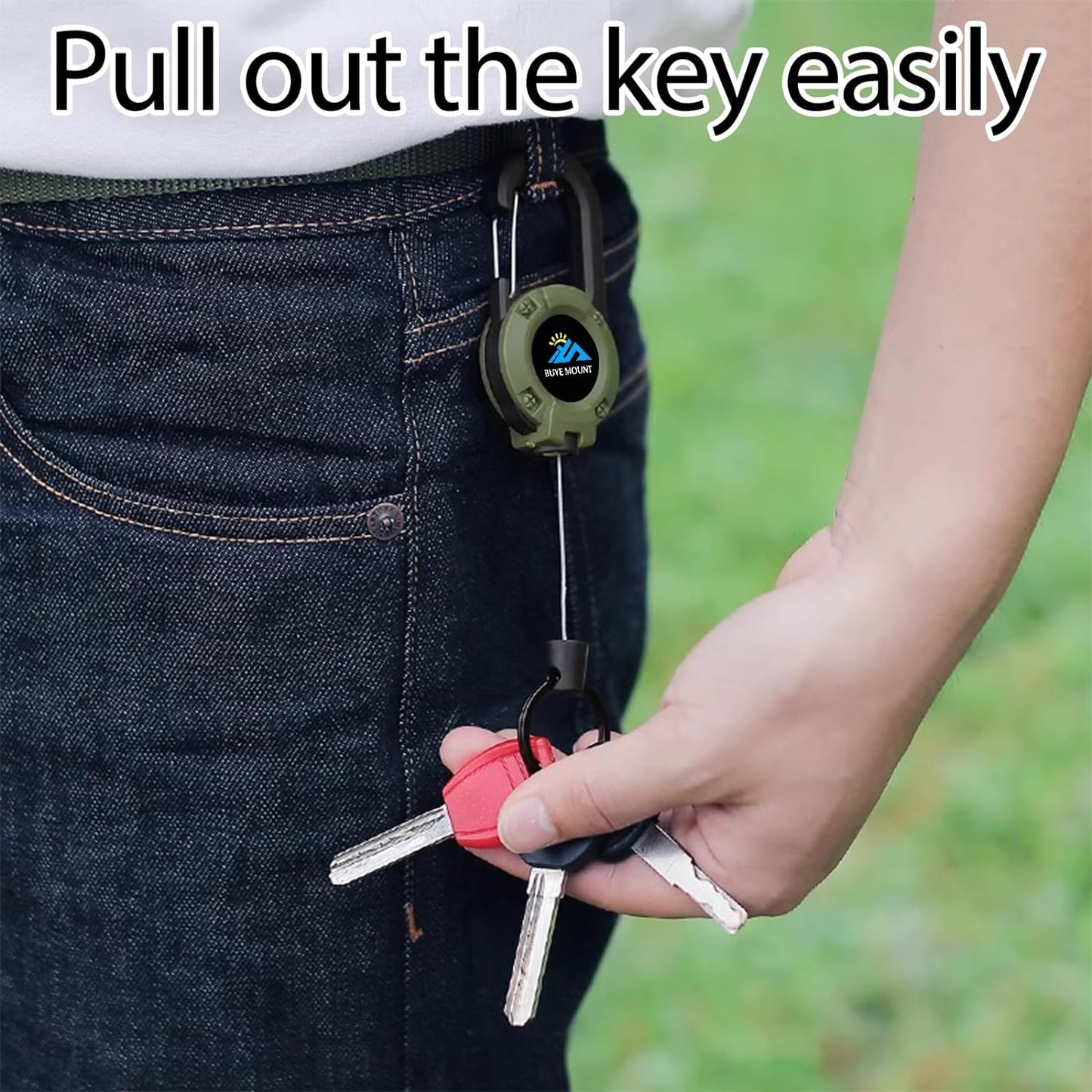 Retractable Keychain Heavy Duty 2Pack, Multitool Carabiner Badge Holder, Retractable Keychain Clip Id Holder, Upgraded 58cm Stainless Steel Cord Green