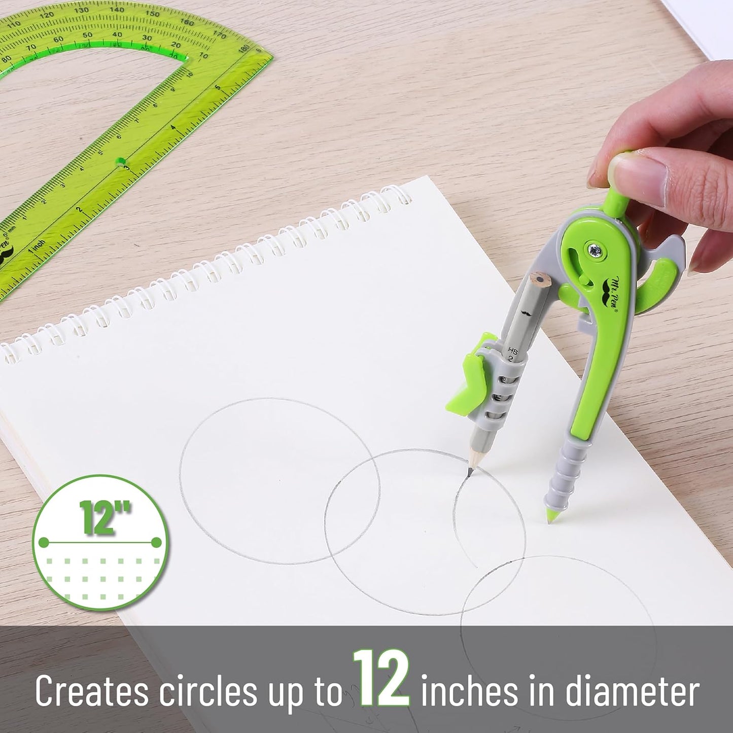 Mr. Pen- Compass and Protractor Set, Geometry Kit, Compass Protractor Set, Protractor, Compass for Geometry, Math Compass, Compass School, Math Compass and Protractor, Back to School Supplies