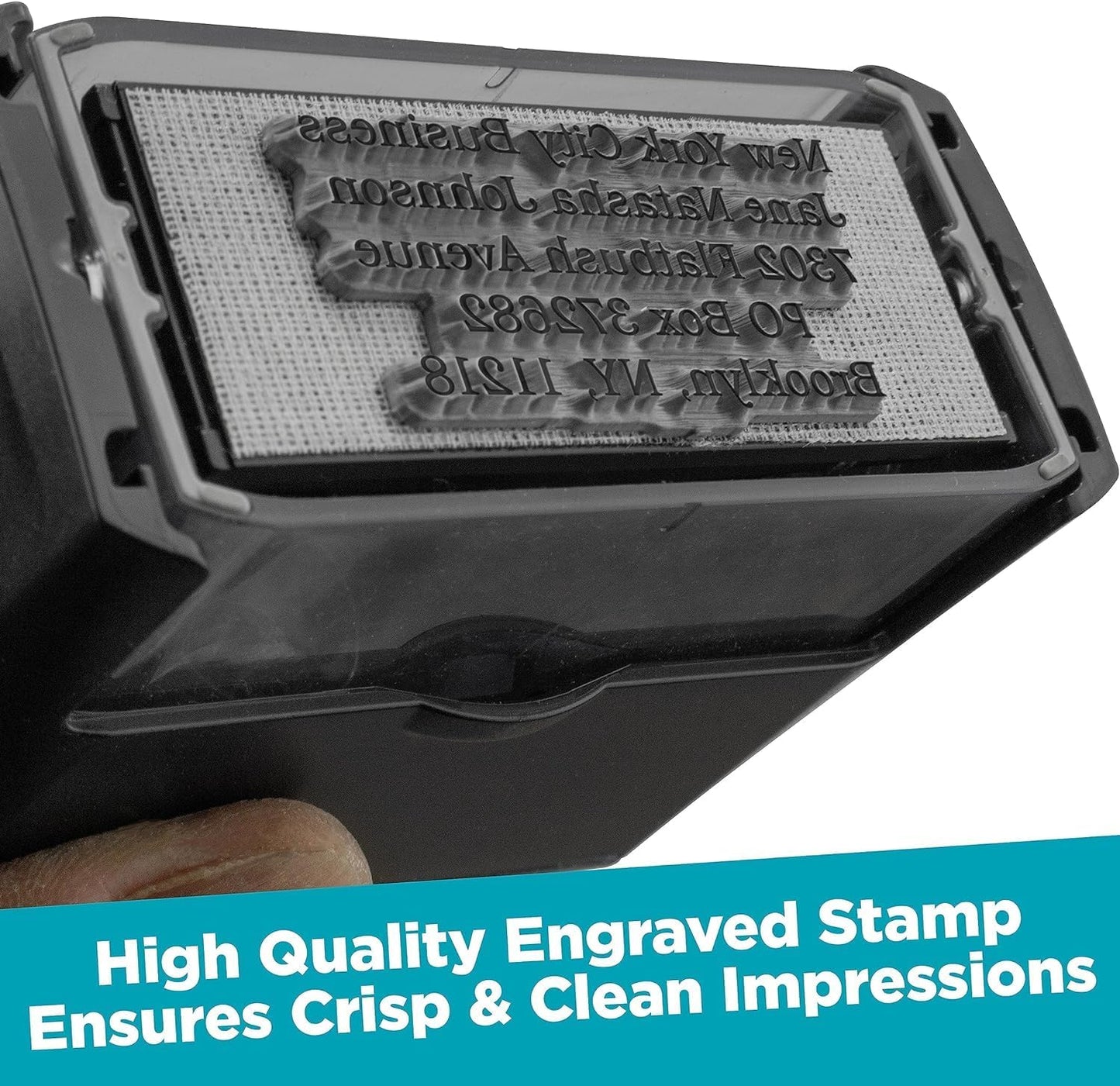 MaxMark Customized Self Inking Stamp - Up to 6 Lines of Text - Large & Wide Size - Choose from 15 Ink Colors