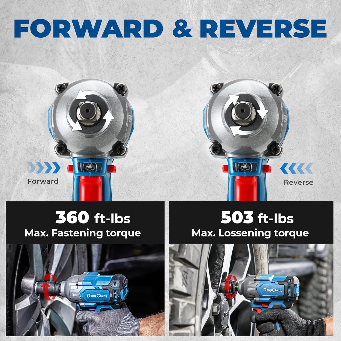 Dong Cheng 20V Brushless Impact Wrench, Max Torque 360 ft-lbs (488N.m), 1/2 inch with 3 Mode Speed, 2400 RPM Cordless Impact Gun, Includes 4.0Ah Battery, Charger, 4 Impact Sockets and Kit Bag