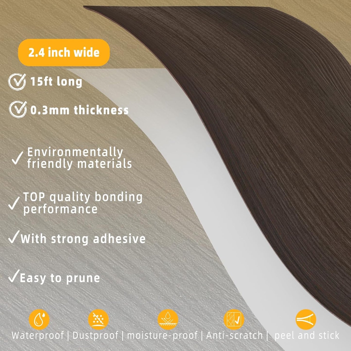 GSCIT Club Red Walnut Wallpaper, 2.4 inch X 15ft Self Adhesive Wood Grain Repair Tape Walnut Repair Patch for Tables, Chairs, Baseboards, Doors, Windows, Floors, Handicraft DIY.