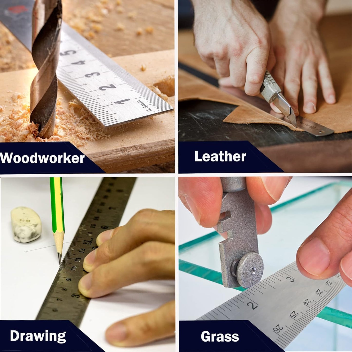 Metal Ruler 6 Inch:[1 Pieces 6 Inch] Non-Slip Cork Backing Rulers with Inch and Centimeters Prevent Ink Leakage:for School Office Drawing Engineering