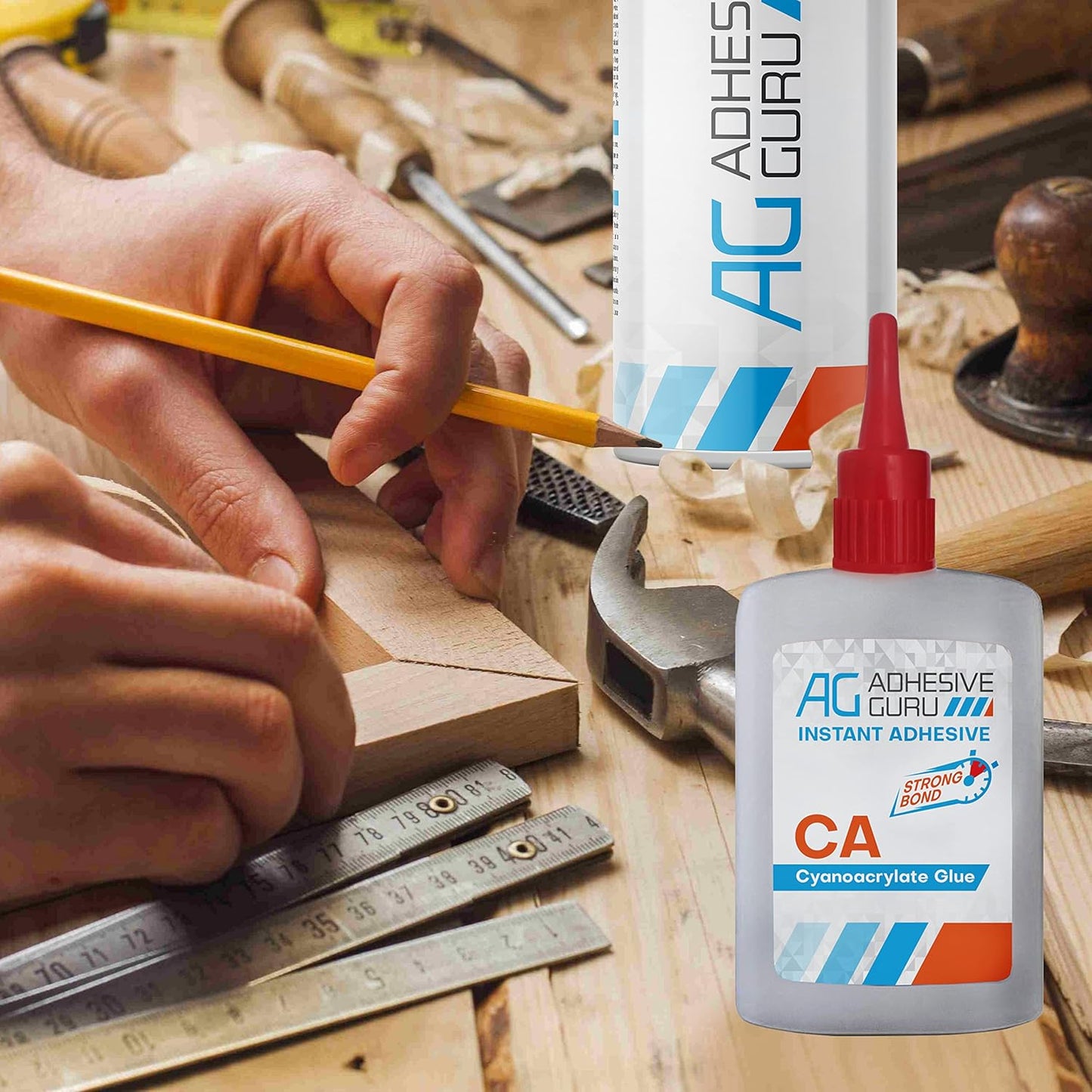 Adhesive Guru Cyanoacrylate (CA) Super Glue (3.5 oz) for Plastic, Metal, Leather, Ceramic - Fast Adhesive for Woodworking, Hobby Models, Carpentry - 1 Pack