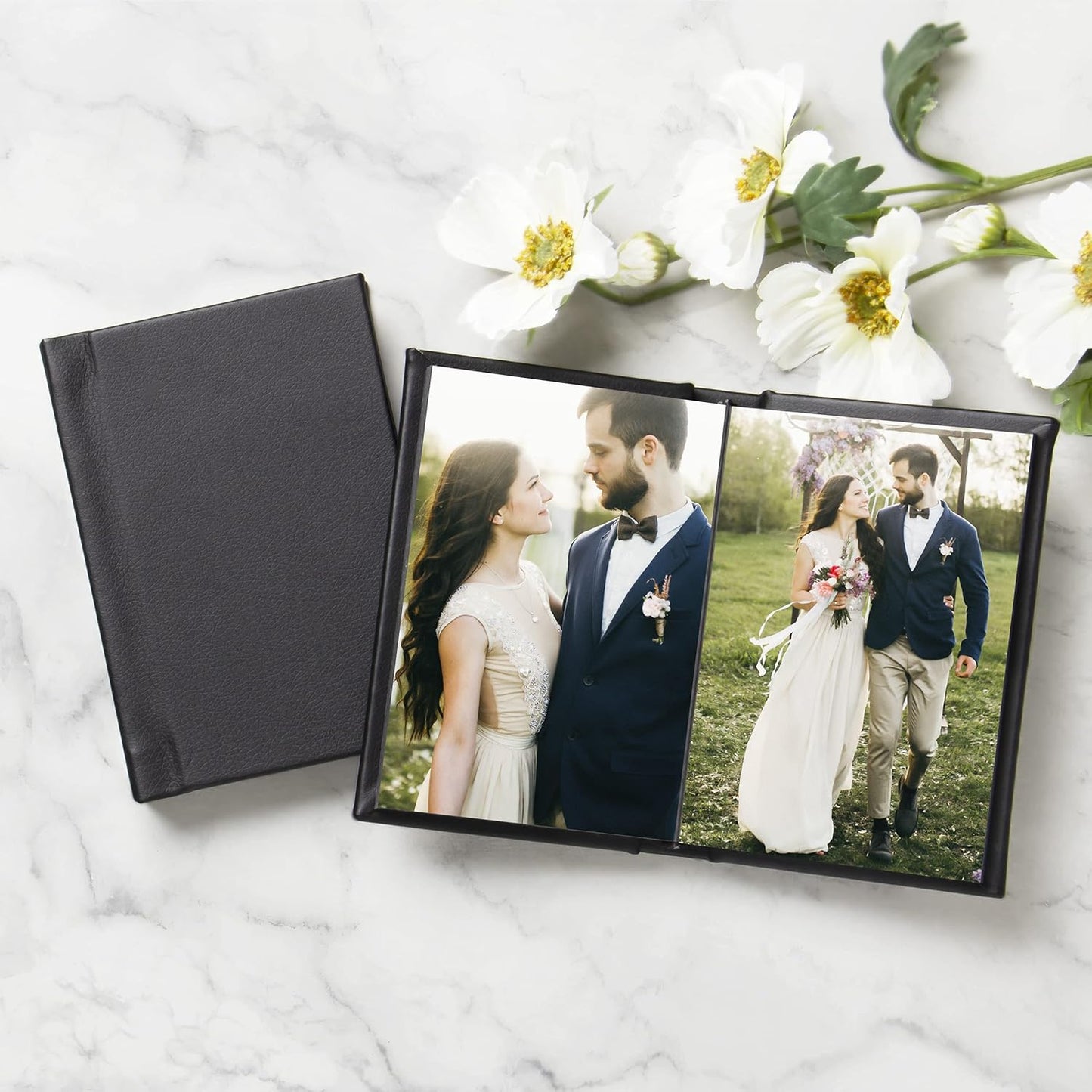 Neil Enterprises Inc. 4" x 6" Black Leather Self-Stick Photo Album - Holds 20 photos