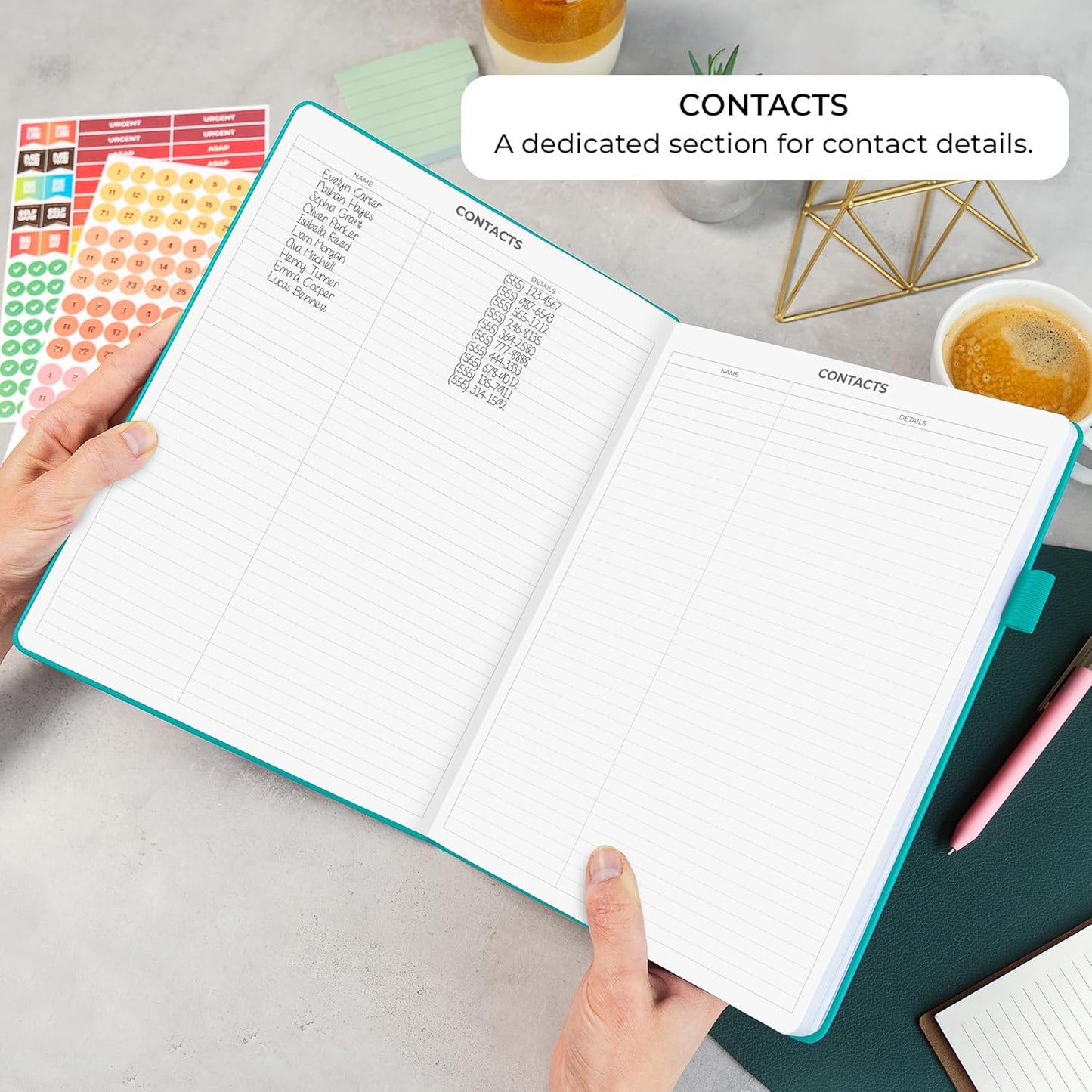 Clever Fox Appointment Book – Hourly Schedule Planner with 15-Minute Increments – Time Box Planner for Daily Work & To-Dos – Weekly & Monthly Spreads, Undated, Hardcover, 8.3x11″ (Turquoise)
