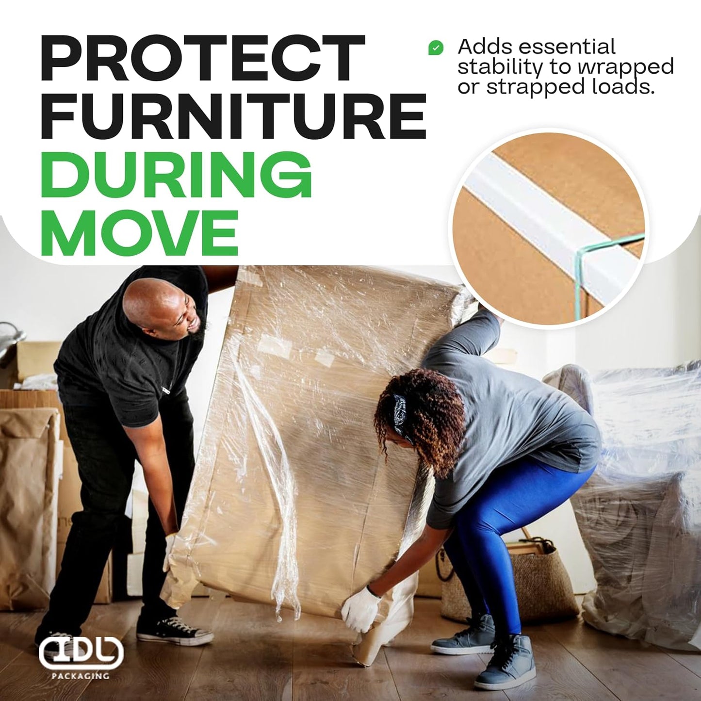 IDL Packaging 2” x 2” x 48” Cardboard Edge Protector (Pack of 200) - Corner Protectors for Shipping, Storage, & Moving – Reinforced Corner Guard Protection for Pallets, Wall Corners, & Furniture