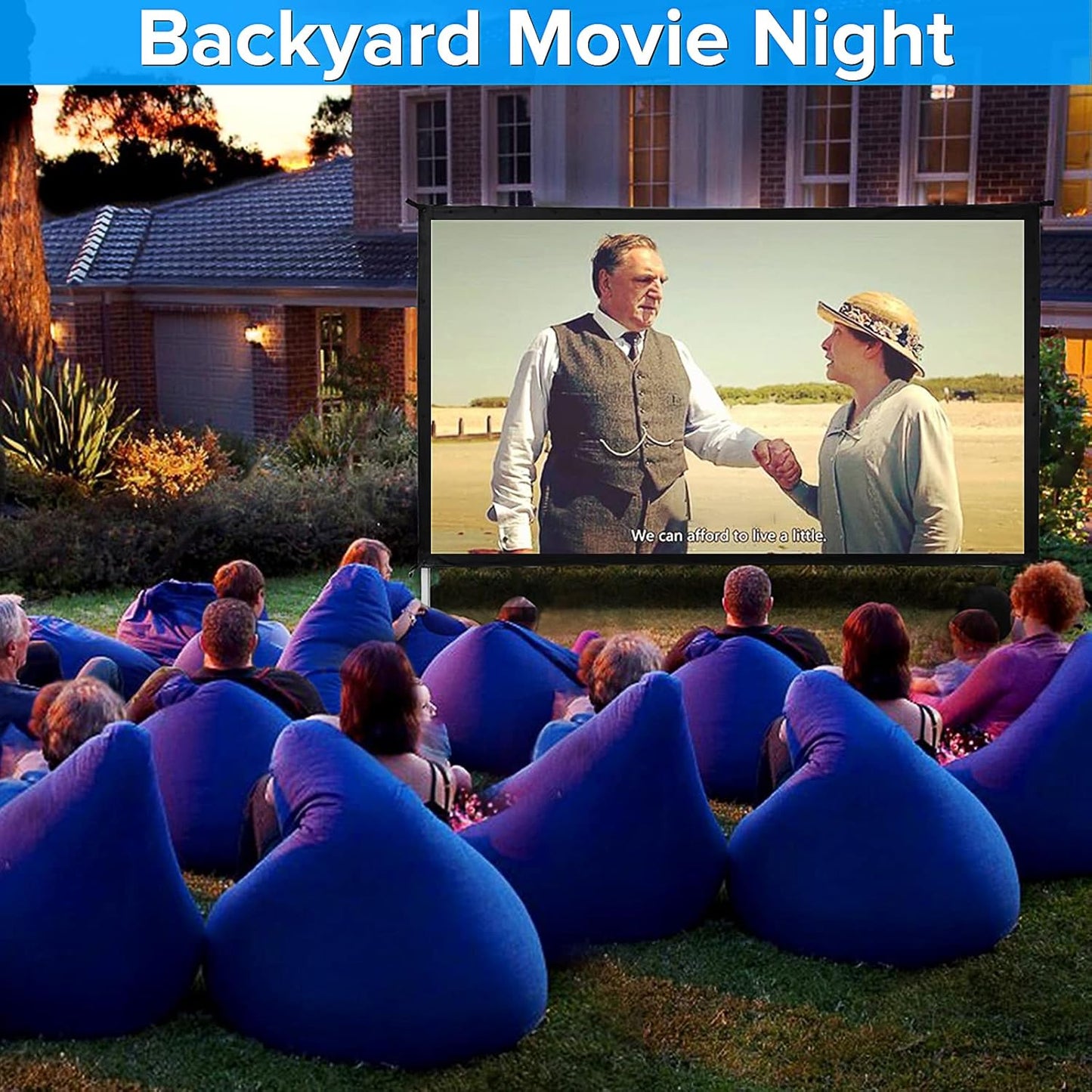 150 inch Projector Screen with Stand, Upgraded 3 Layers PVC 16:9 Outdoor Projector Screen, Outdoor Movie Screen with Carrying Bag for Home Theater Backyard