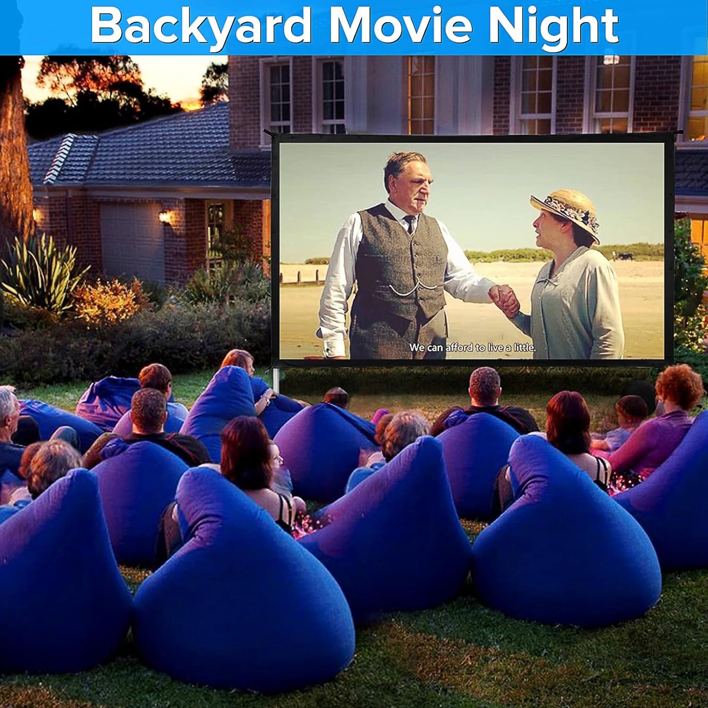 Projector Screen and Stand,JWSIT 110 inch Outdoor Movie Screen-Upgraded 3 Layers PVC 16:9 Outdoor Projector Screen,Portable Video Projection Screen with Carrying Bag for Home Theater Backyard