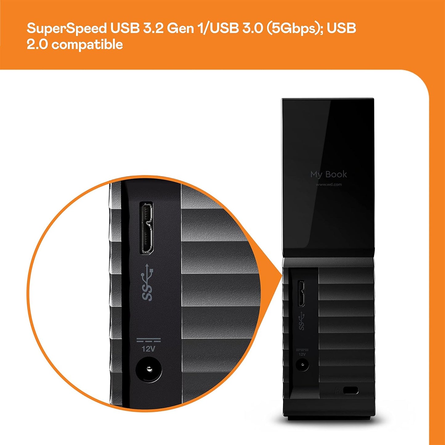 WD 22TB My Book Desktop External Hard Drive, USB 3.0, External HDD with Password Protection and Backup Software - WDBBGB0220HBK-NESN