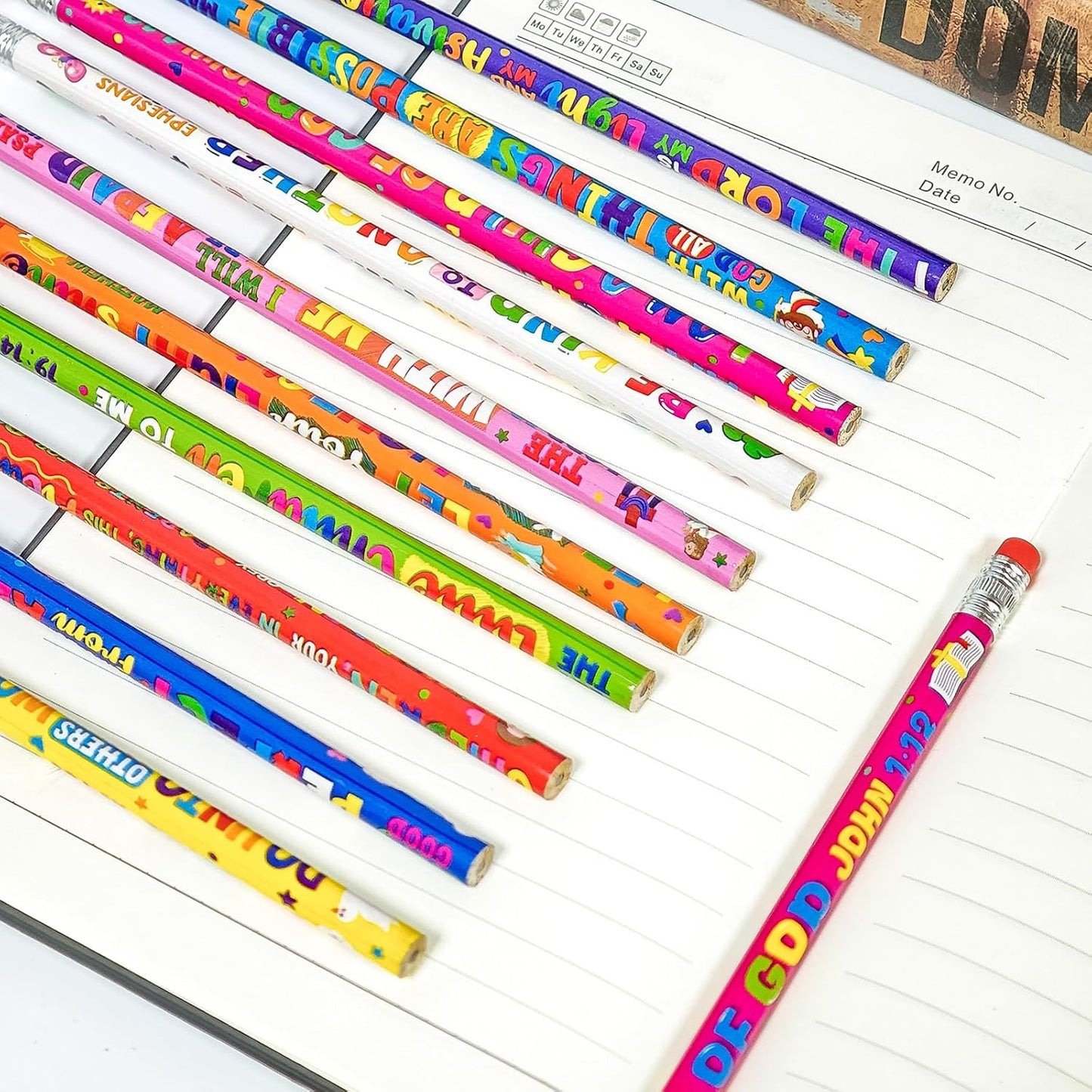 Cinrobiye 100 PCS Bible Pencils Bulk,Christian Gifts for Children Wood Pencils with Erasers Inspirational Religious Supplies for School Prizes Classroom Exchange Gift Party Favors,Stationary Gifts