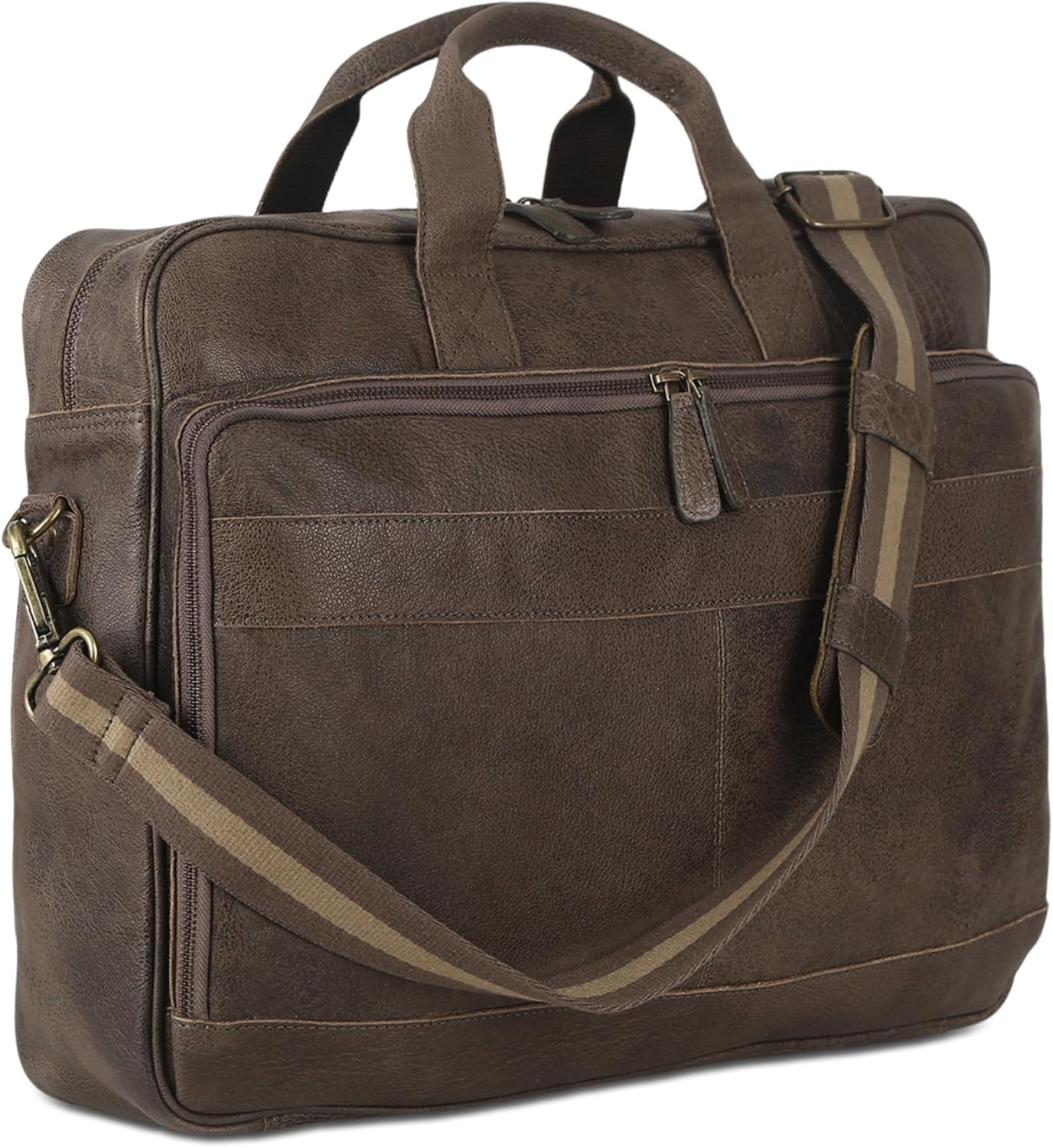 Leather briefcase 18 Inch Laptop Messenger Bags for Men and Women Best Office briefcase Satchel Bag (Grey)