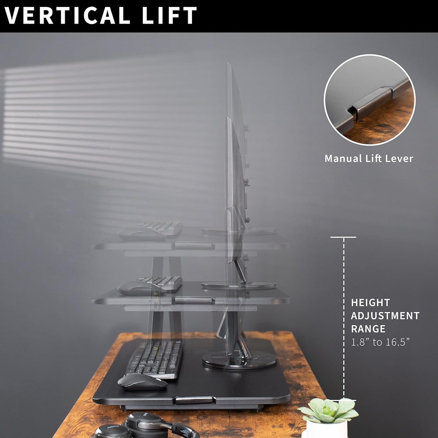 VIVO Economy Single Top Height Adjustable 29 inch Standing Desk Converter, Sit Stand Tabletop Monitor and Laptop Riser Platform Workstation, DESK-V000U