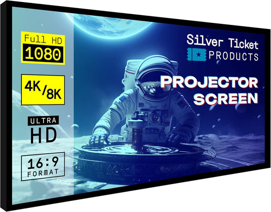 Silver Ticket Products STR Series 6 Piece Home Theater Fixed Frame 4K / 8K Ultra HD, HDTV, HDR & Active 3D Movie Projection Screen, 16:9 Format, 165" Diagonal, Grey Material STR-169165-G