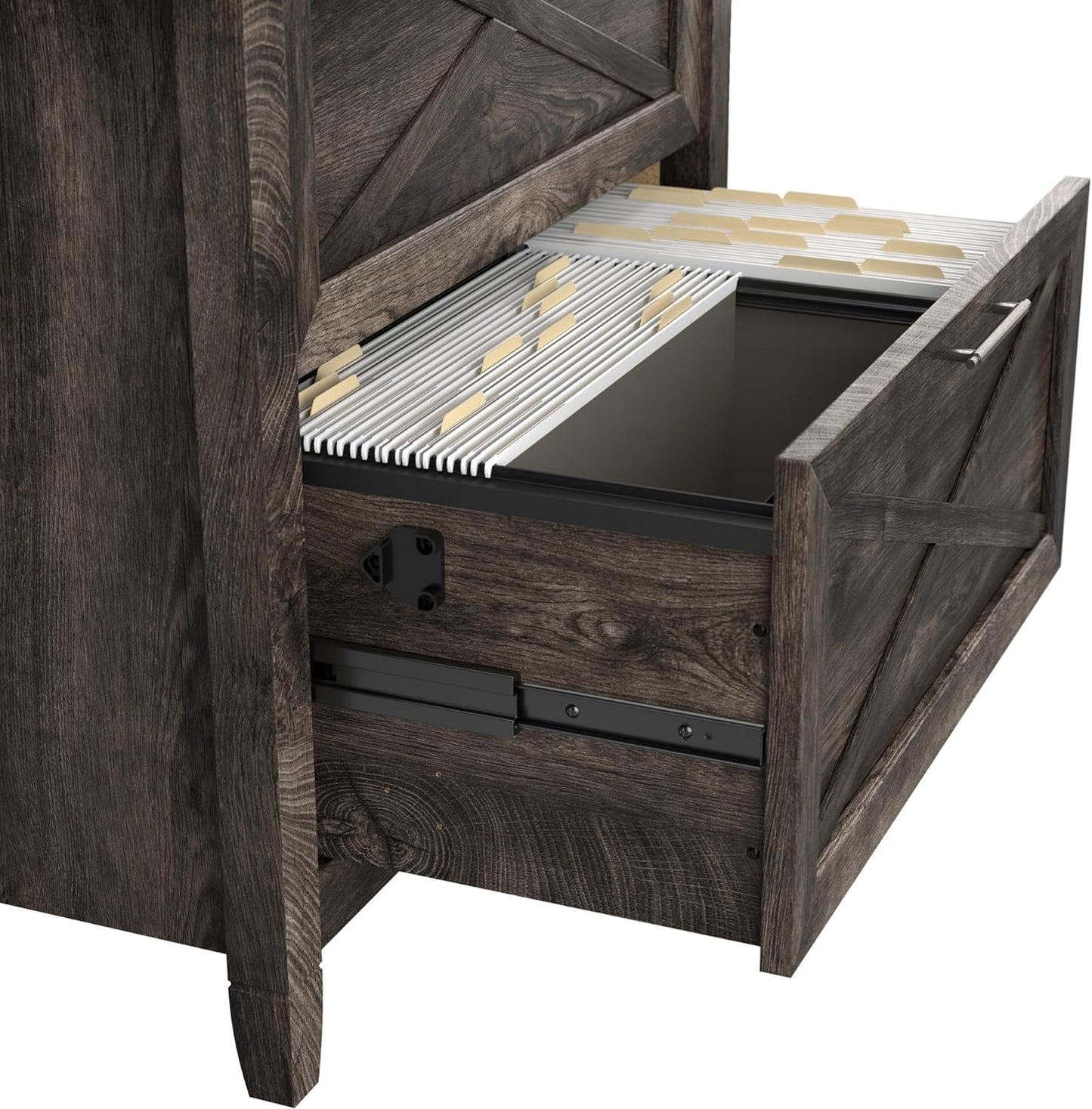 Bush Furniture Key West 2 Drawer Lateral File Cabinet in Dark Gray Hickory | Document Storage for Home Office | Accent Chest with Drawers