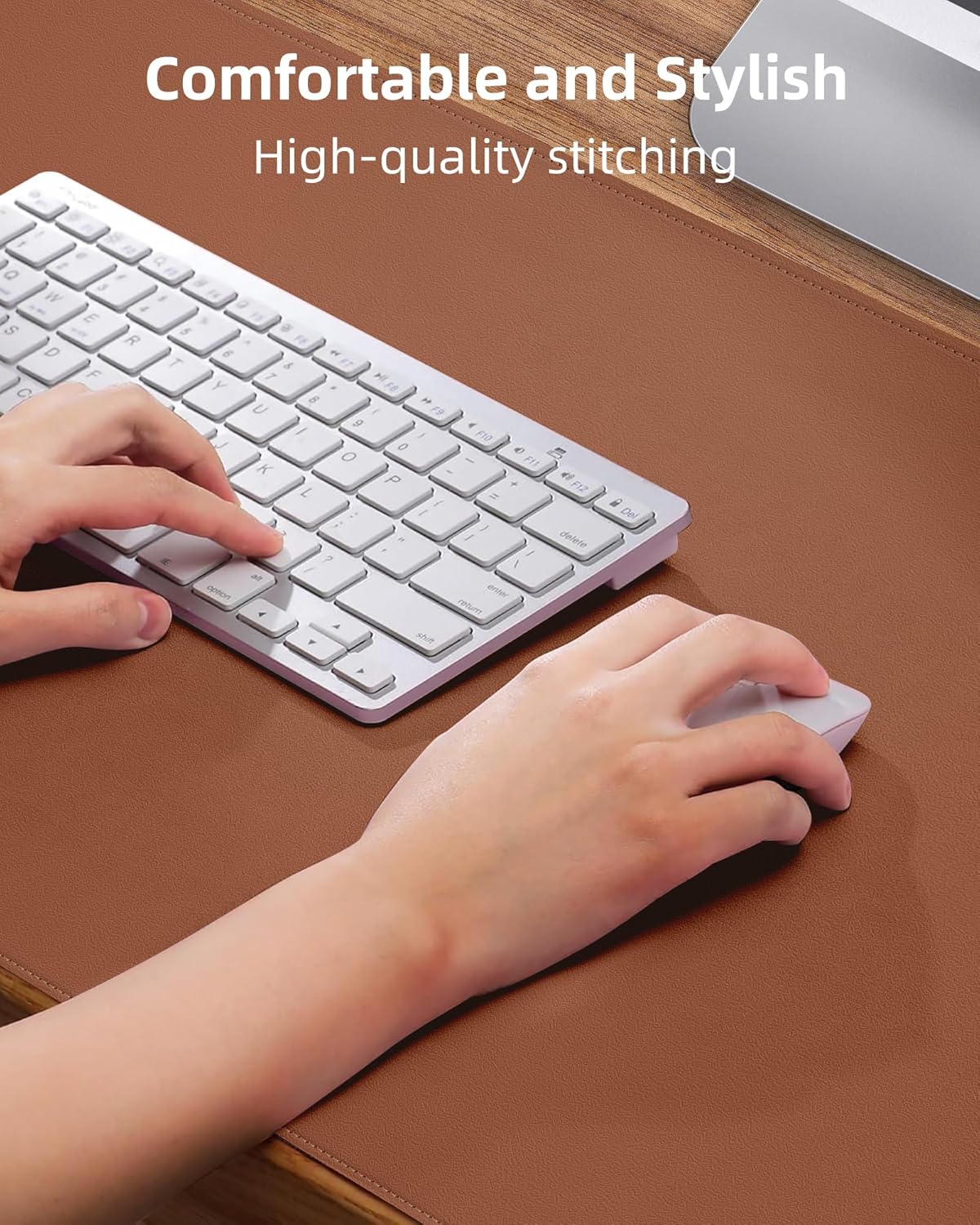 Large Leather Desk Mat - 48"x24" Office Desk Protector, Non-Slip PU Leather Mouse Pad, Waterproof Writing Pad for Office and Home (Brown)