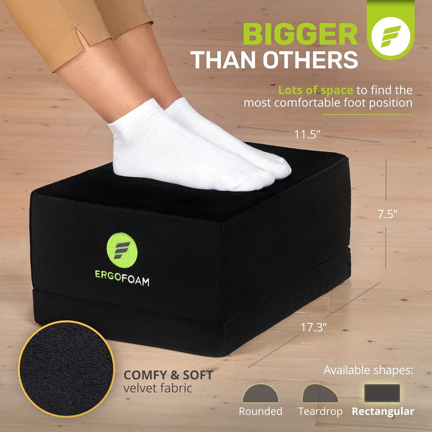 ErgoFoam XL Foot Rest for Under Desk at Work for Stools & High Chairs Chiropractor-Endorsed 2in1 Adjustable Under Desk Footrest Ergonomic High-Density Compression-Resistant Foam Nonslip Foot Rest