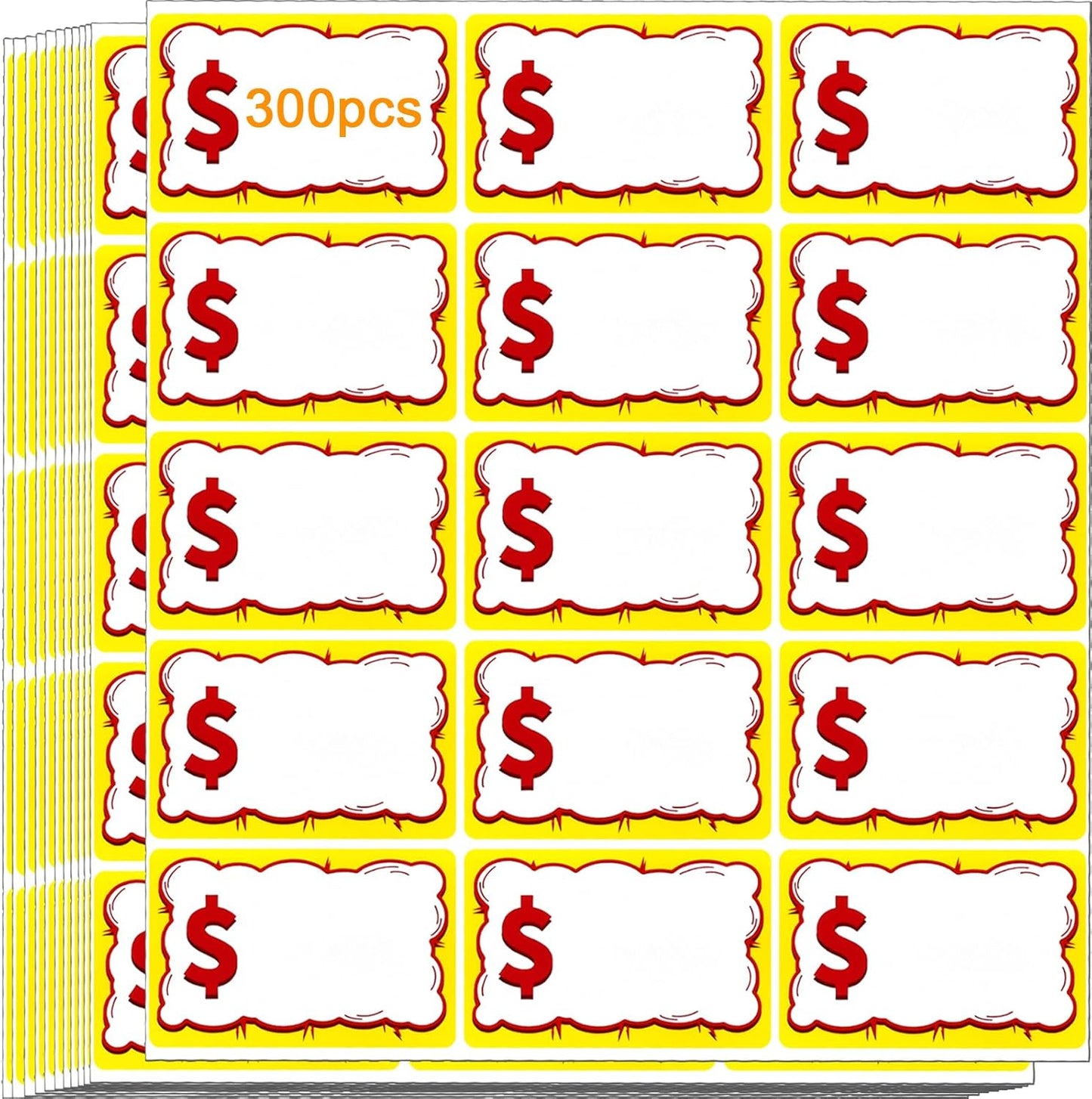 300 PCS Removable Garage Sale Price Stickers, 3"x2" Price Stickers for Yard Sales, Flea Markets, County Fairs & Retail Use, Pricemarker Labels, Colours Round Price Tags