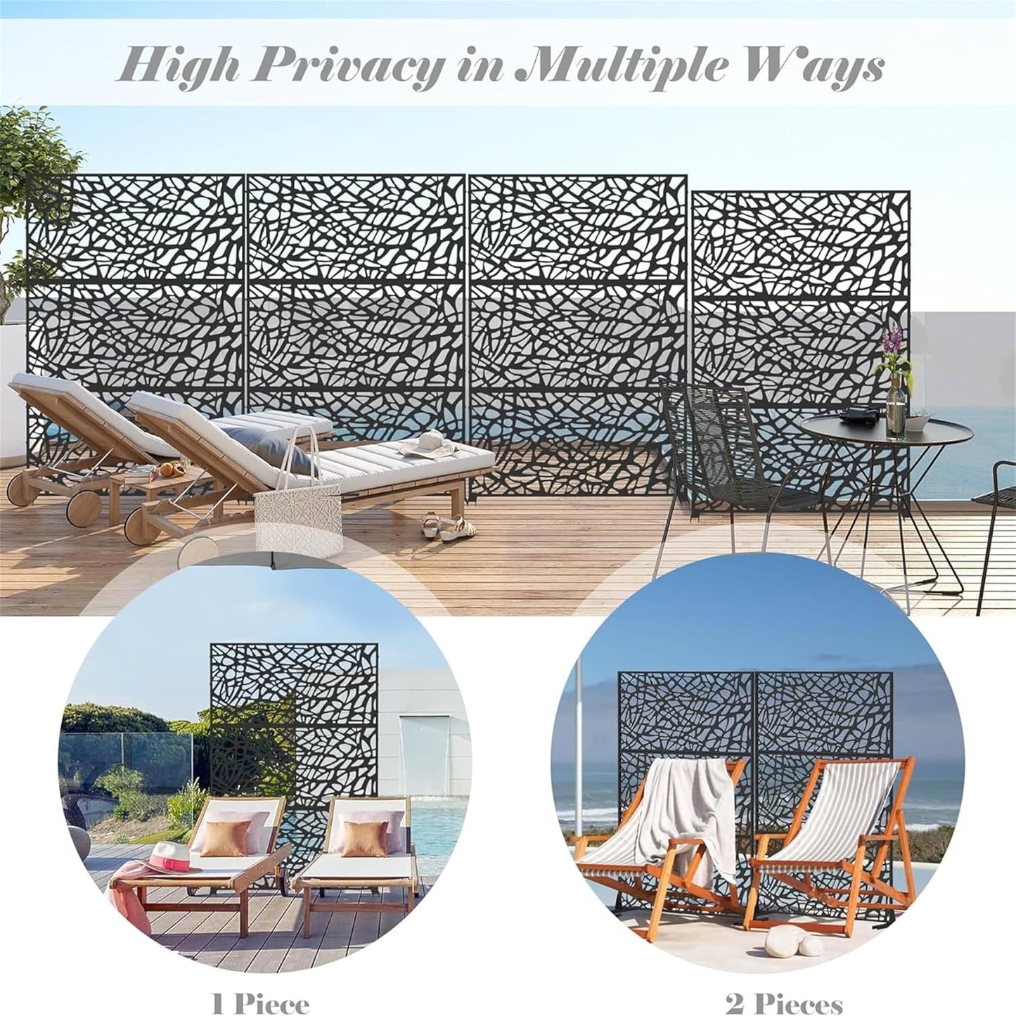 NicBex Room Divider 1 Panel Room Dividers with Mesh Shape Design Partition Room Dividers and Metal Privacy Screens Wall Divider for Outdoor, Room Separation,48.31" W x 15.75" D x 70.75" H, Black