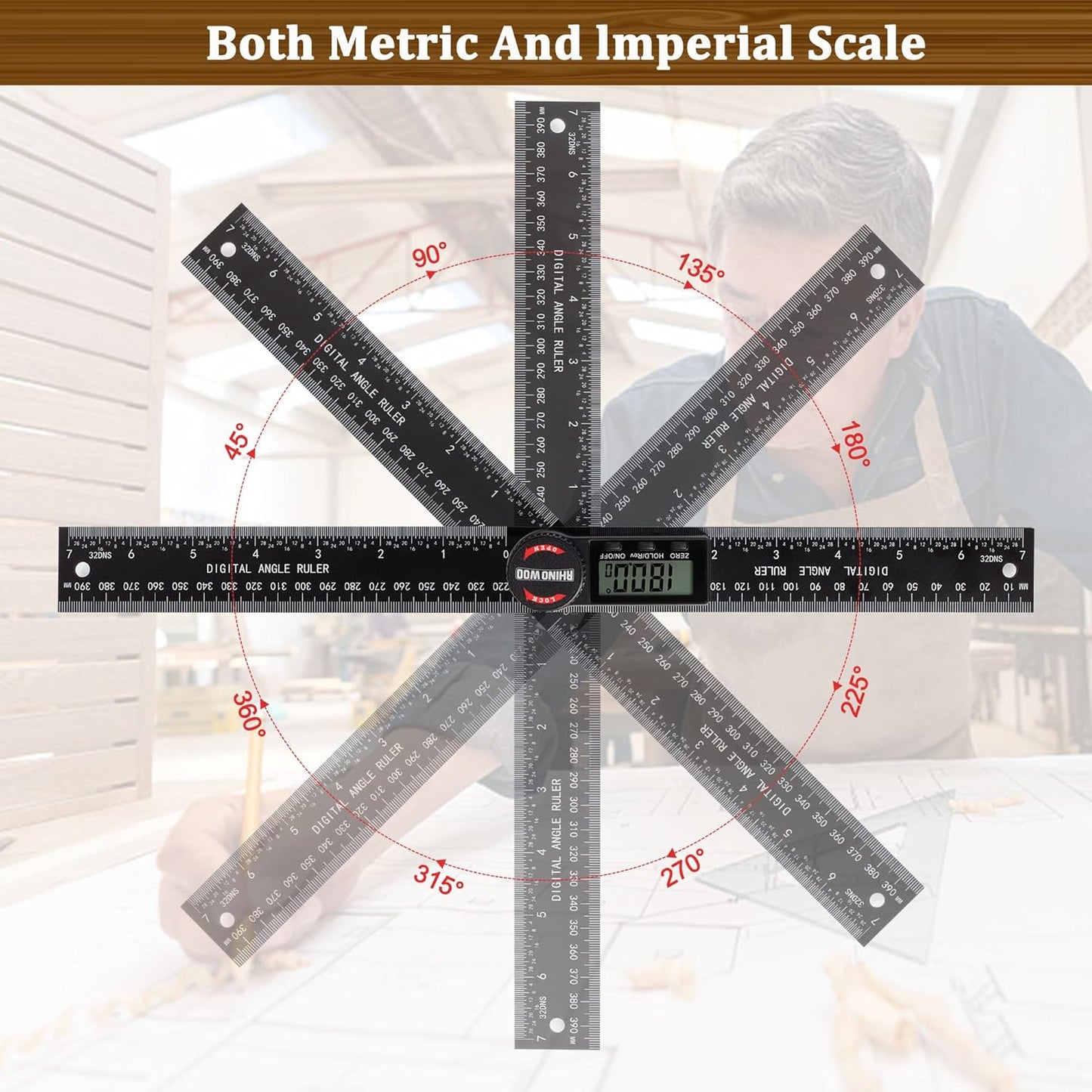 Digital Angle Finder Protractor, Angle Finder Ruler with 7inch/200mm, Angle Measuring Tool for Woodworking/Carpenter/Construction/DIY Measurement(2 Batteries Included) (Enhanced ABS)