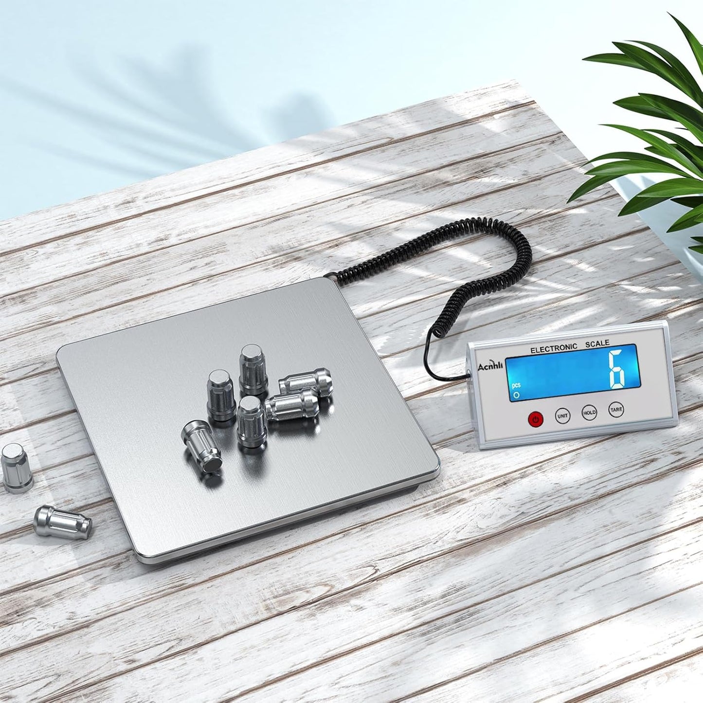 Digital Shipping Scales 440 pounds, Stainless Steel Heavy Duty Postal Scale for Warehouses, Homes, Offices, and Courier Companies, Including Product Manuals and adapters