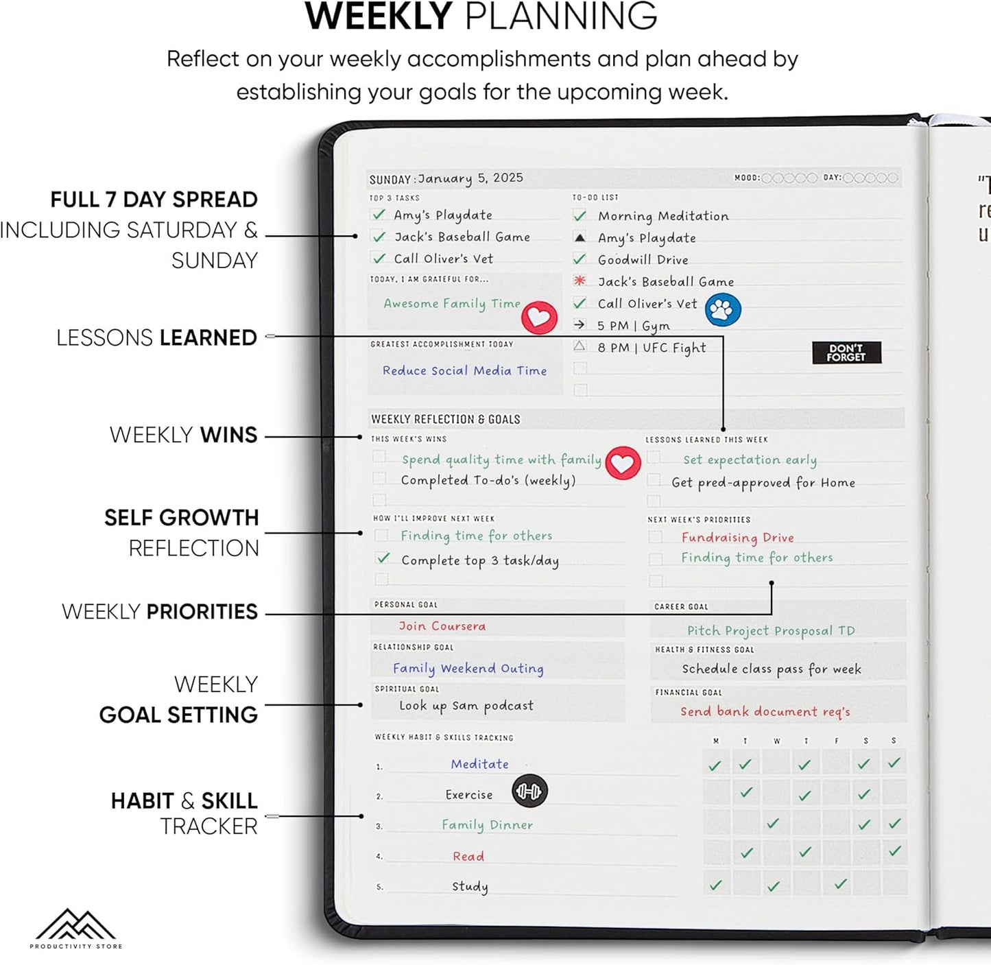 Undated, 2025 Planner, 8.5" x 11" - The #1 Productivity Planner to Achieve Your 2025 Goals - Planner 2025-2026 by PRODUCTIVITY STORE (A4, BLACK)